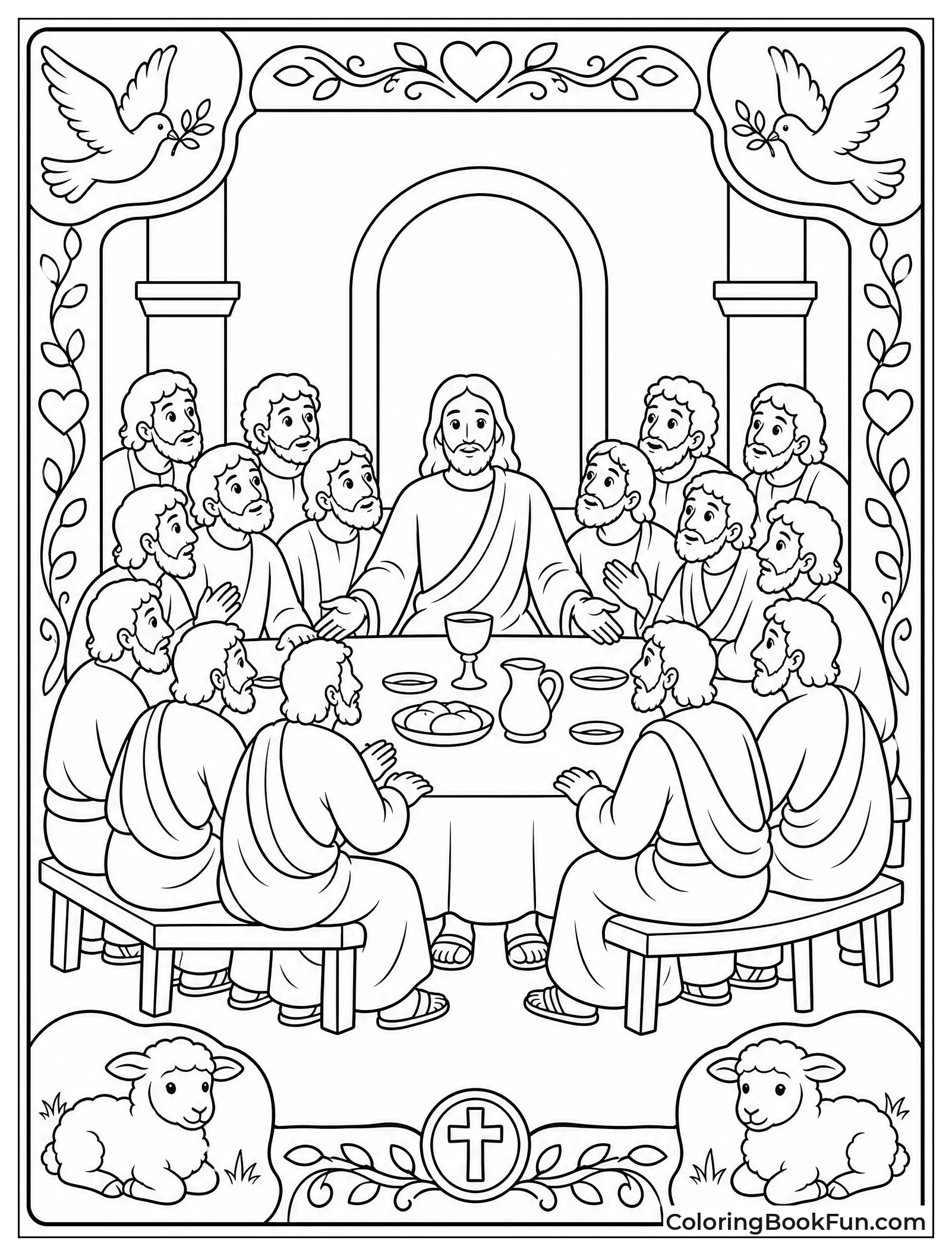 Border with Lambs and Doves