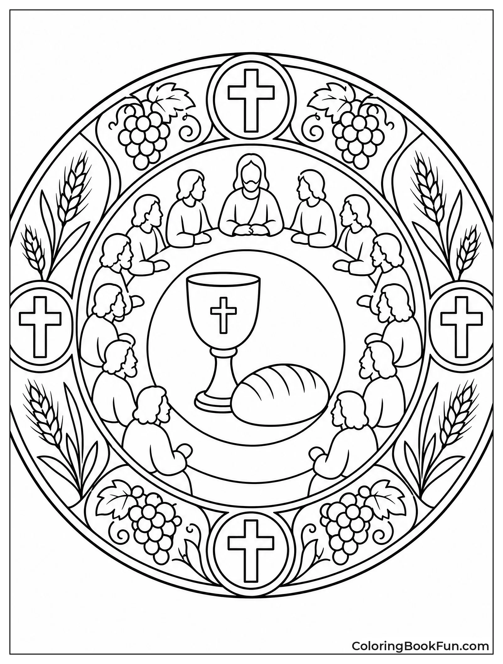 Mandala with Bread and Grapes