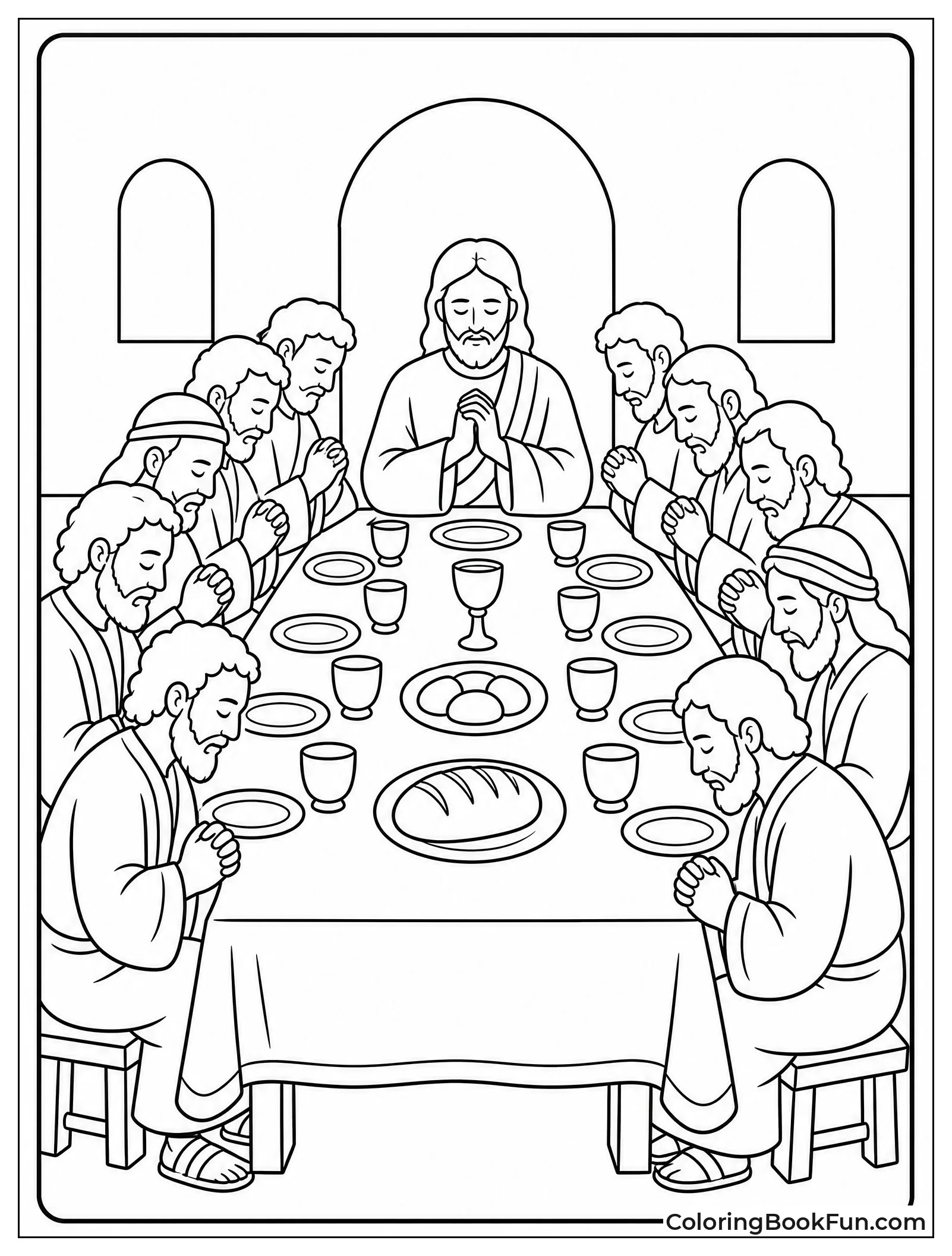 Jesus Leads Apostles in Prayer