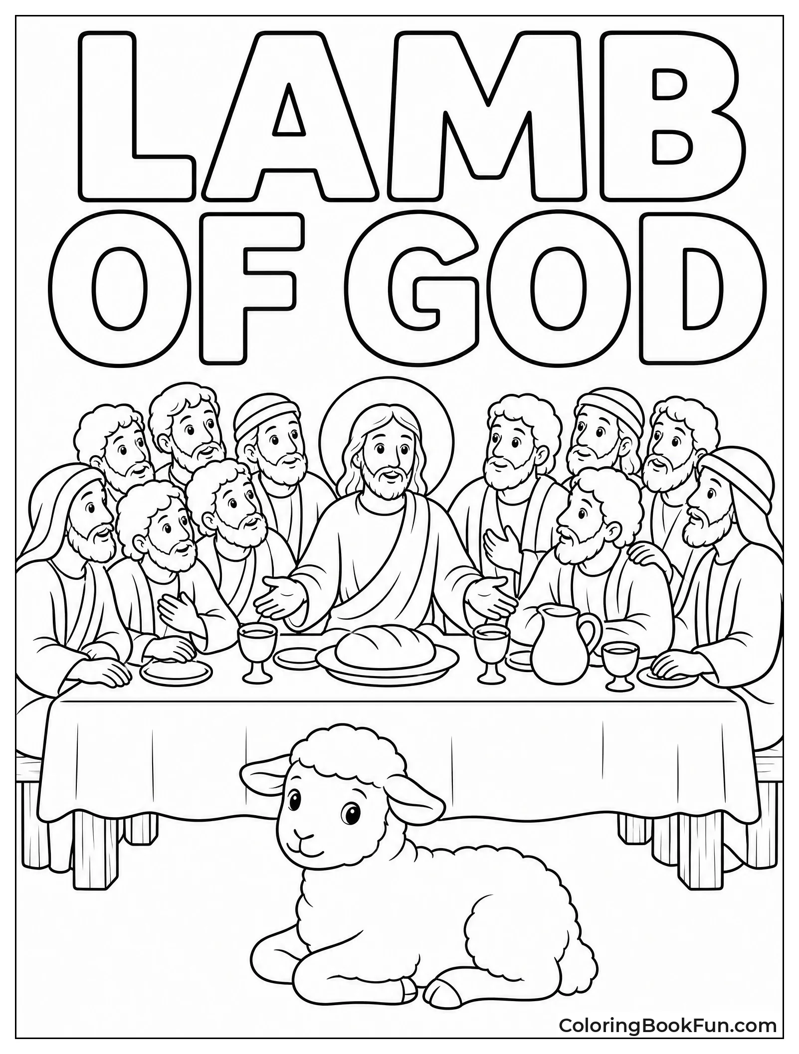 Lamb Rests Near the Table