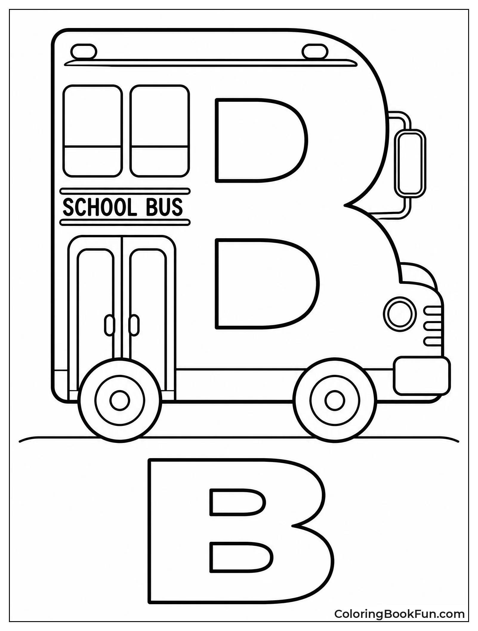 Letter B Filled with Bus