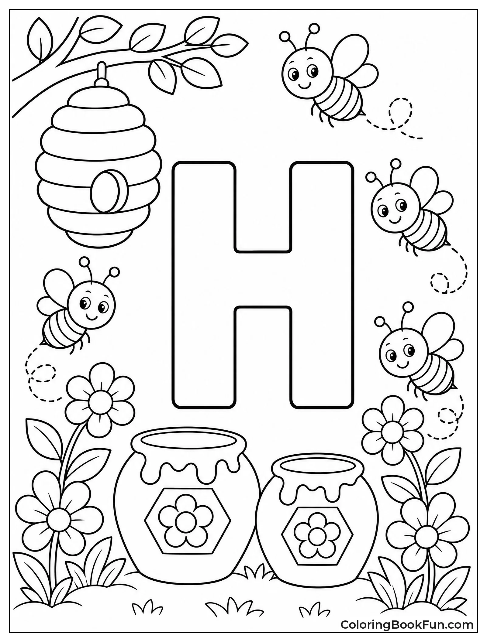 H Surrounded by Honey and Bees