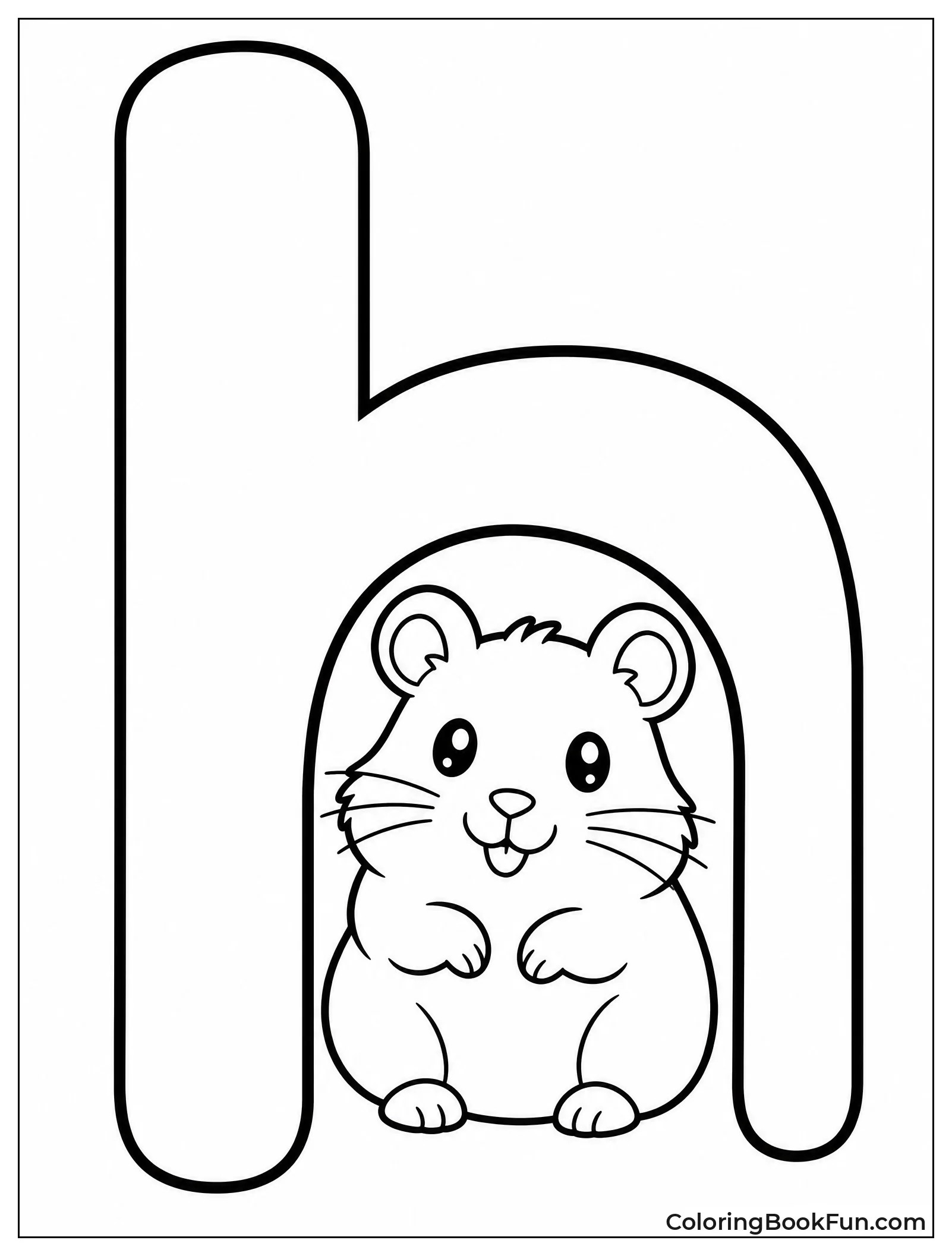 Hamster Sits in Lowercase H