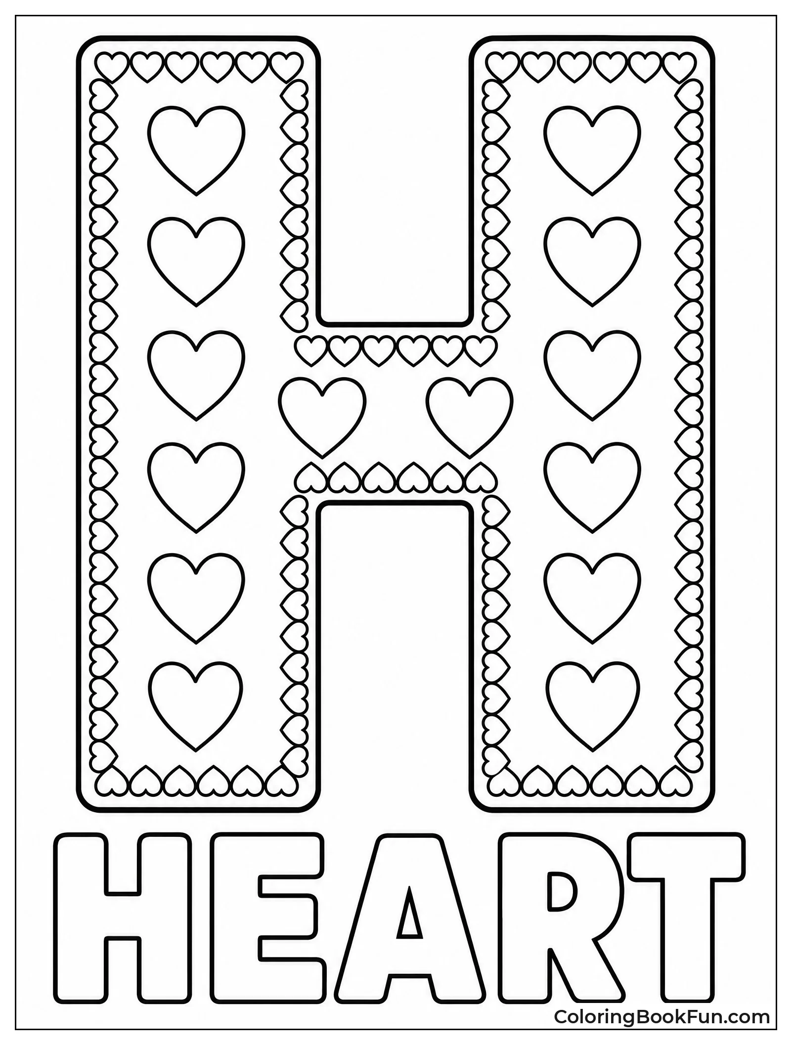 H Filled with Heart Patterns
