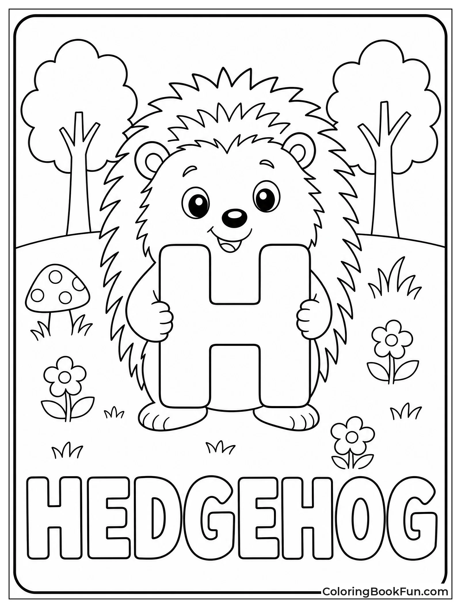 Hedgehog Holds Letter H