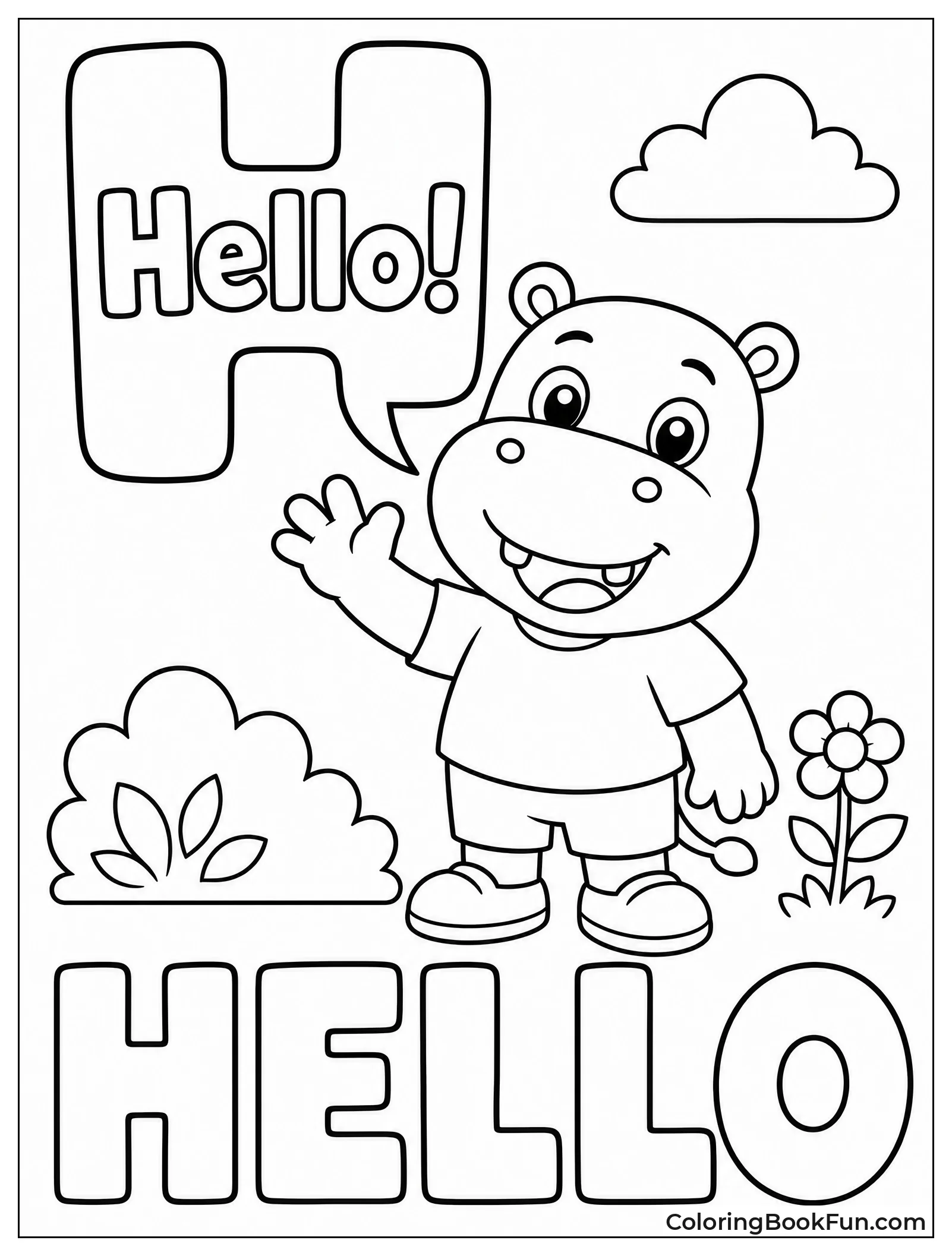 Character Says Hello in H Bubble