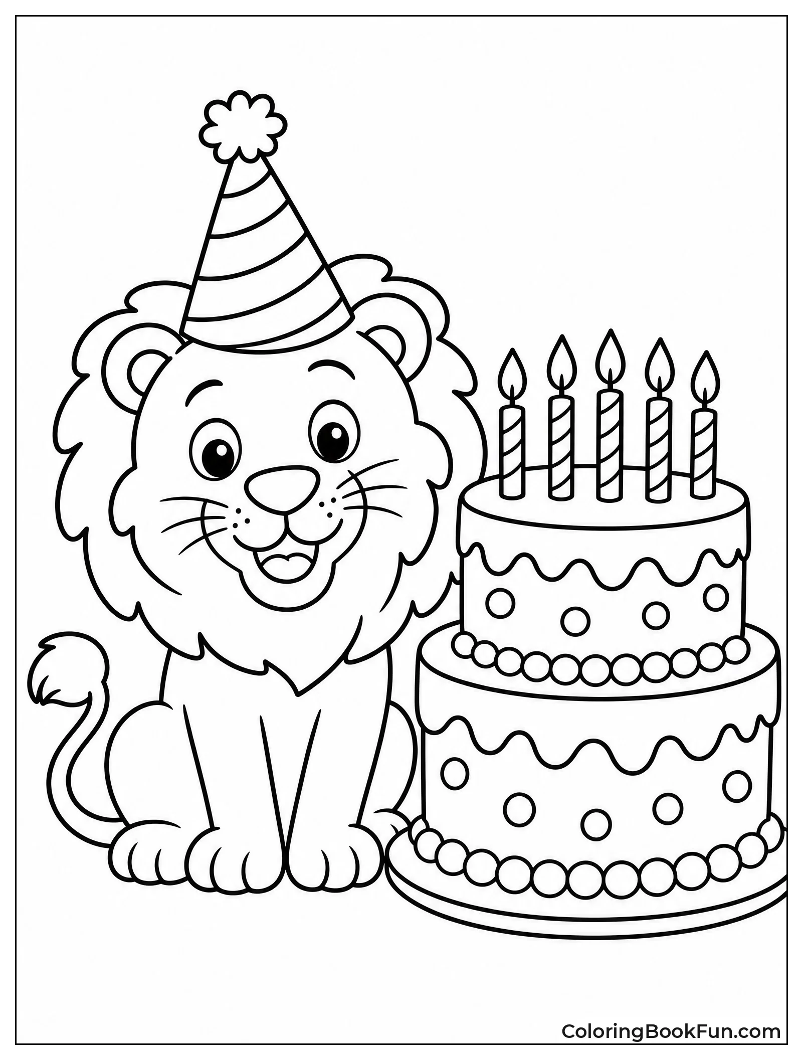 Lion at Birthday Party with Cake