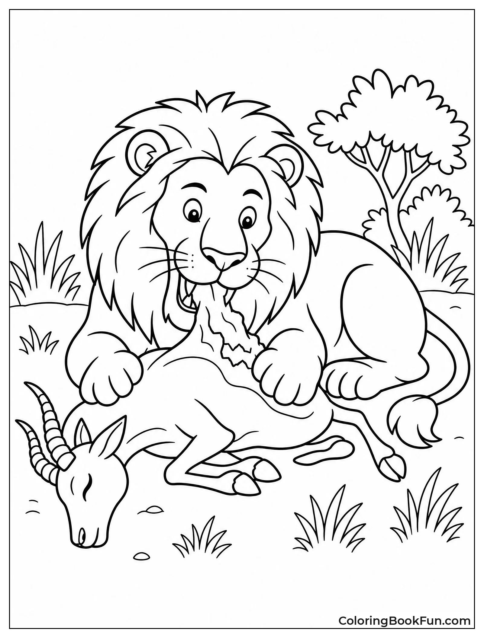Lion Eating Its Fresh Meal