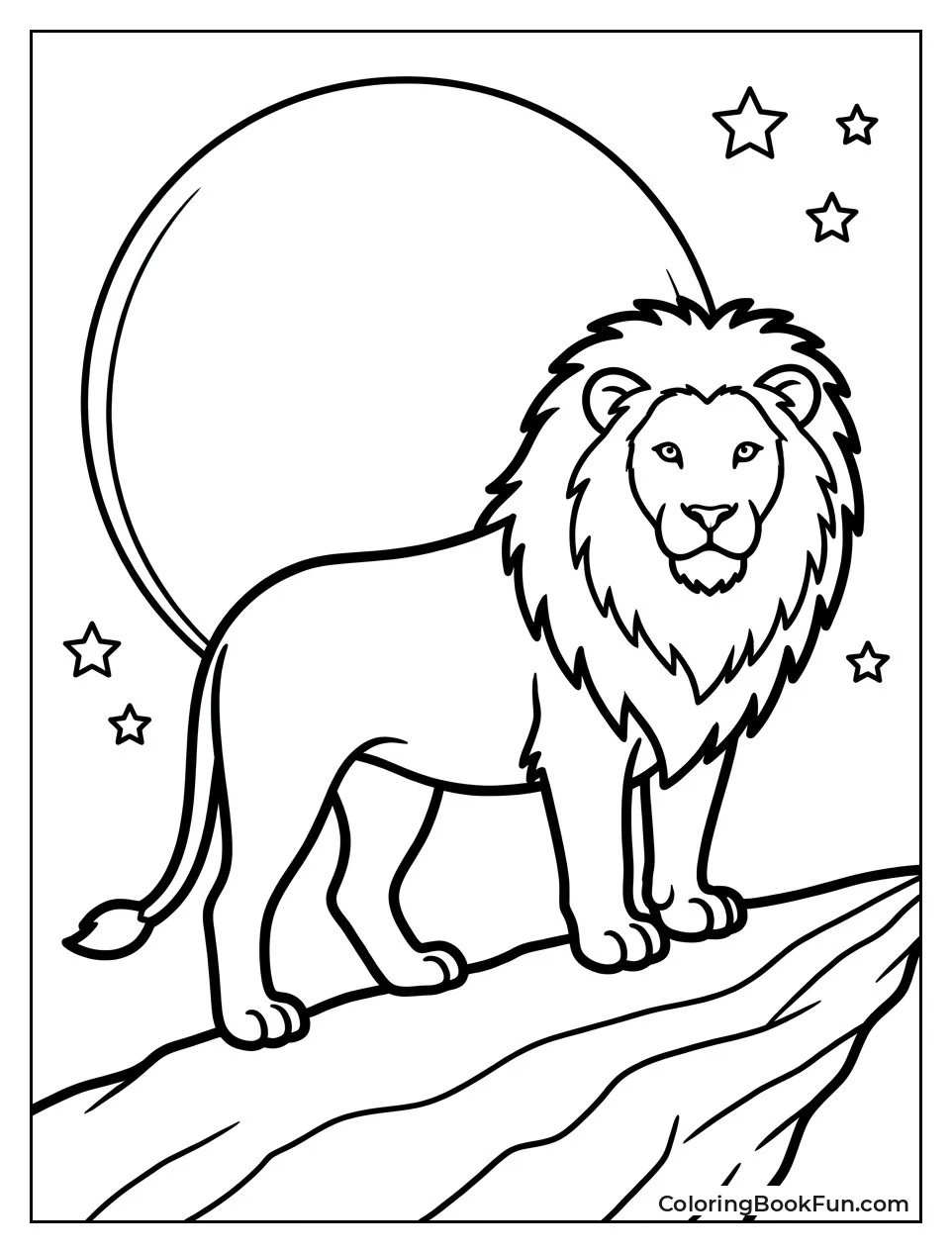Lion Silhouette under Full Moon