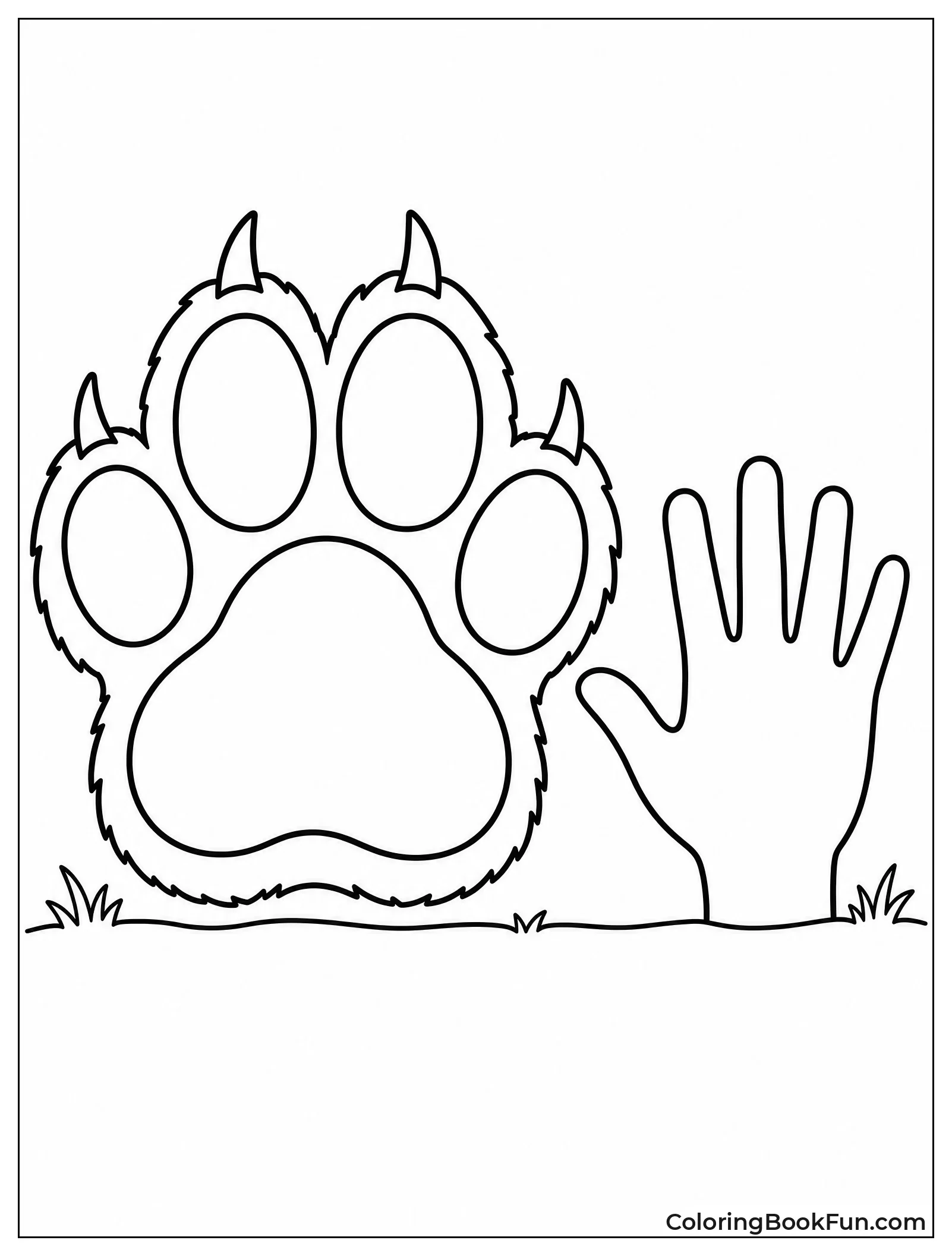 Lion Paw Next to Human Hand