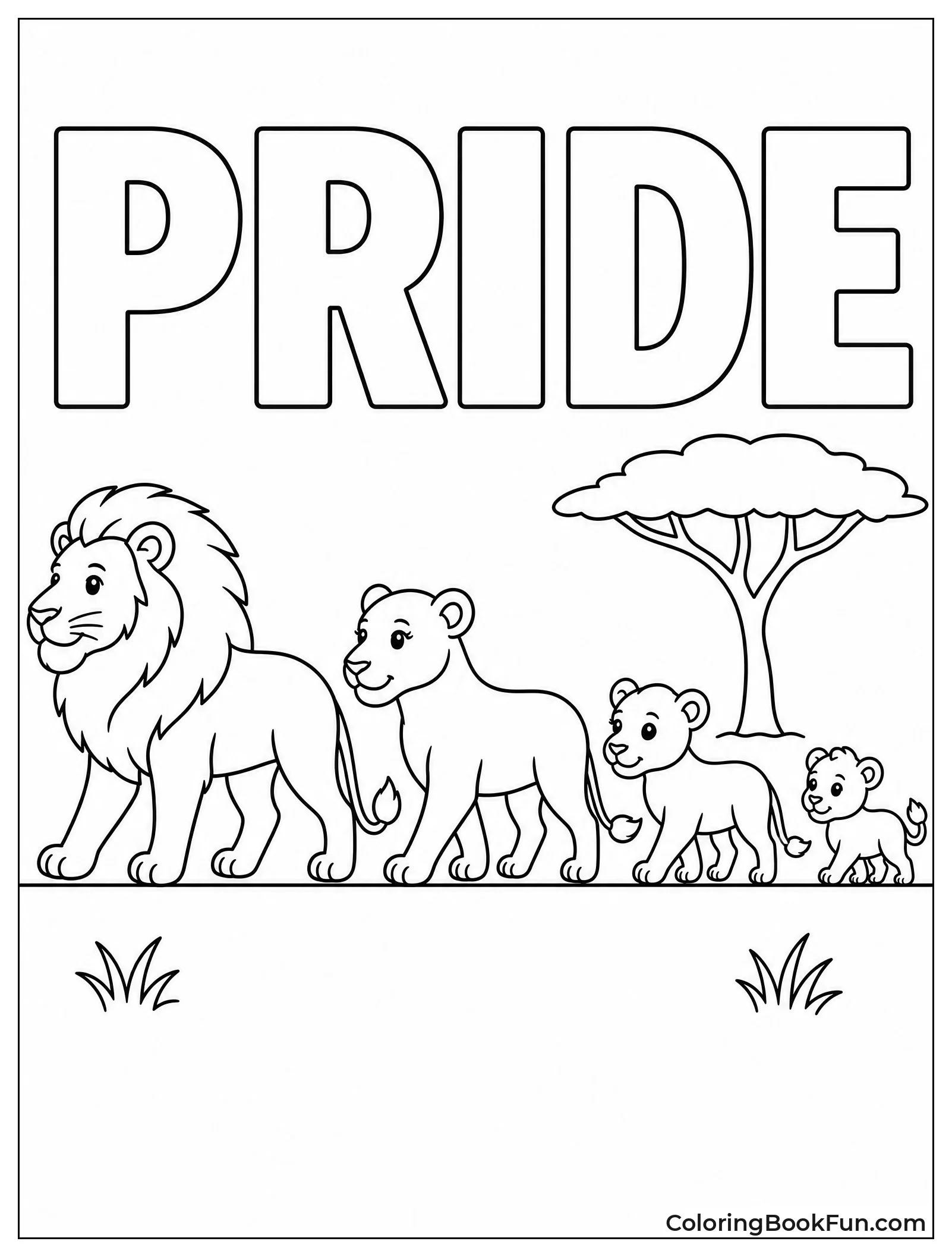 Lion Pride Walking in Line