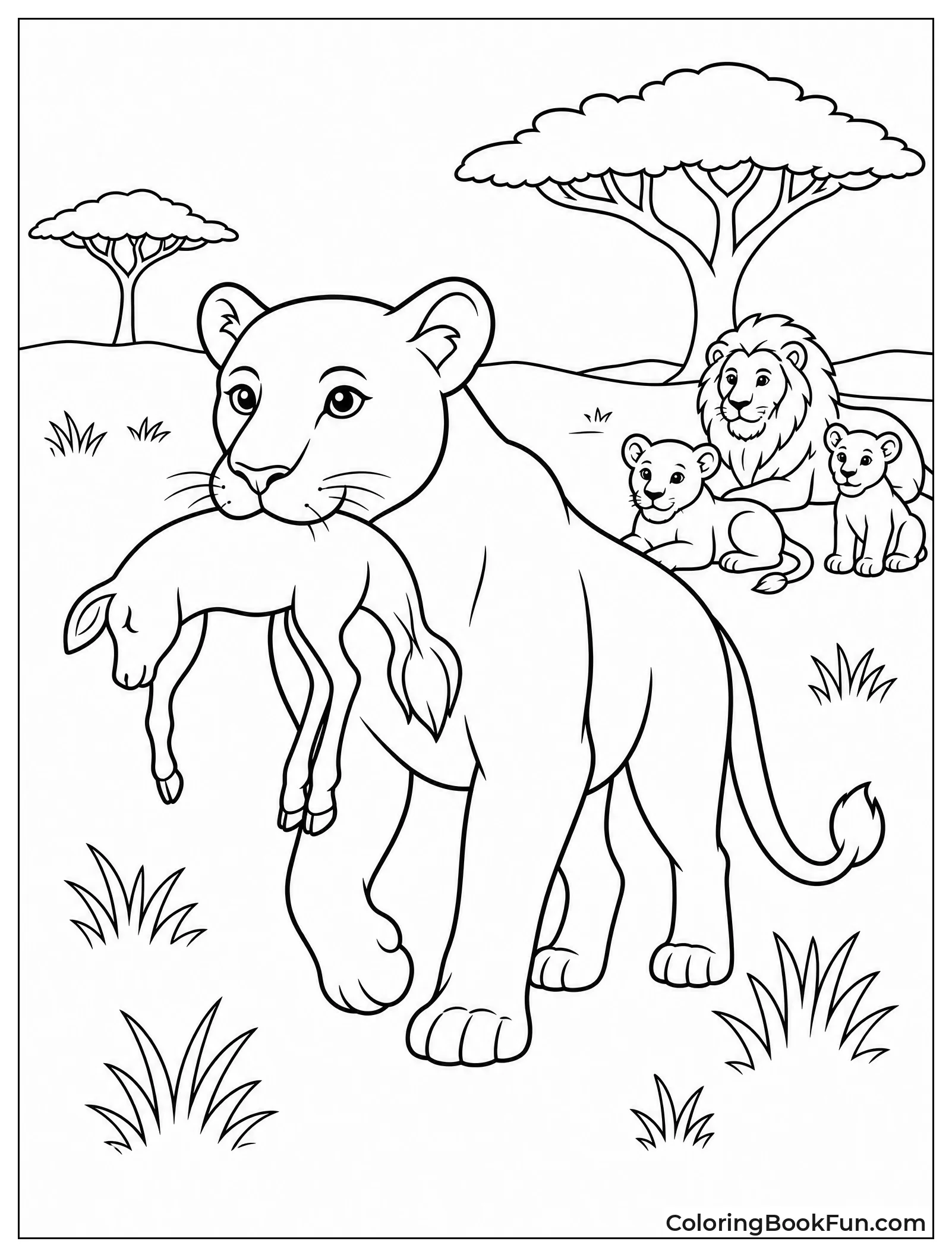Lioness Carrying Prey Home