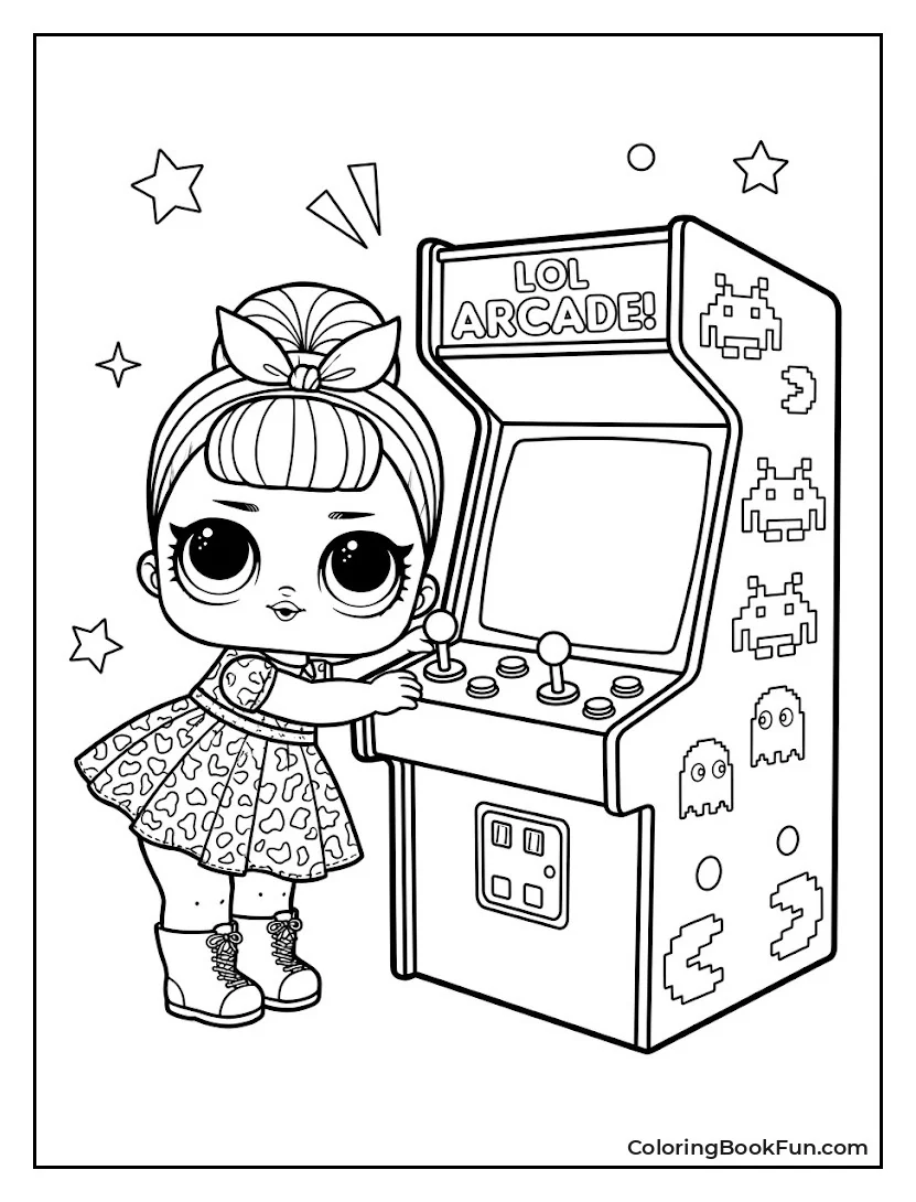Doll Plays Arcade Game for High Score