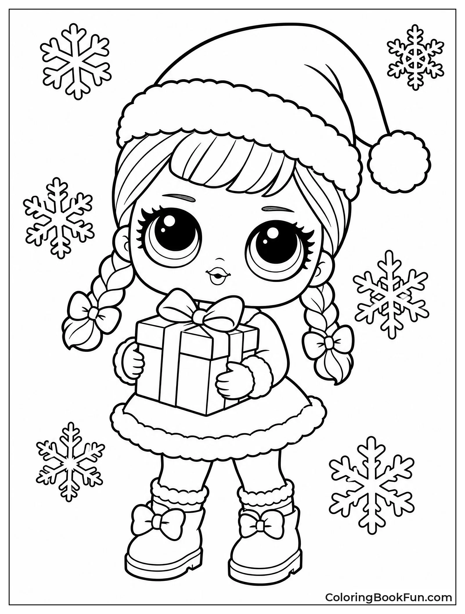 Festive Doll Wears a Santa Hat