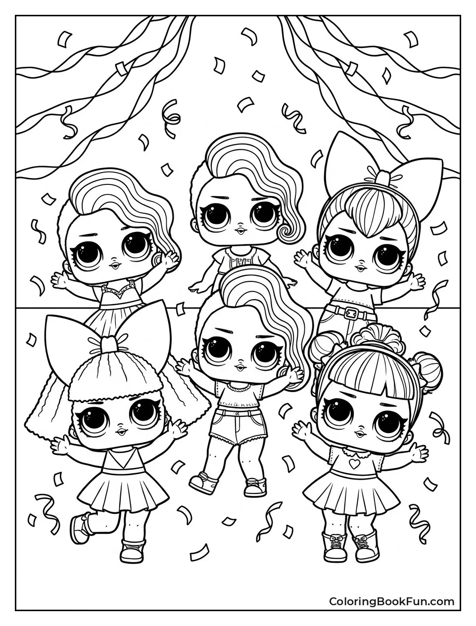Dolls Jump in Falling Confetti