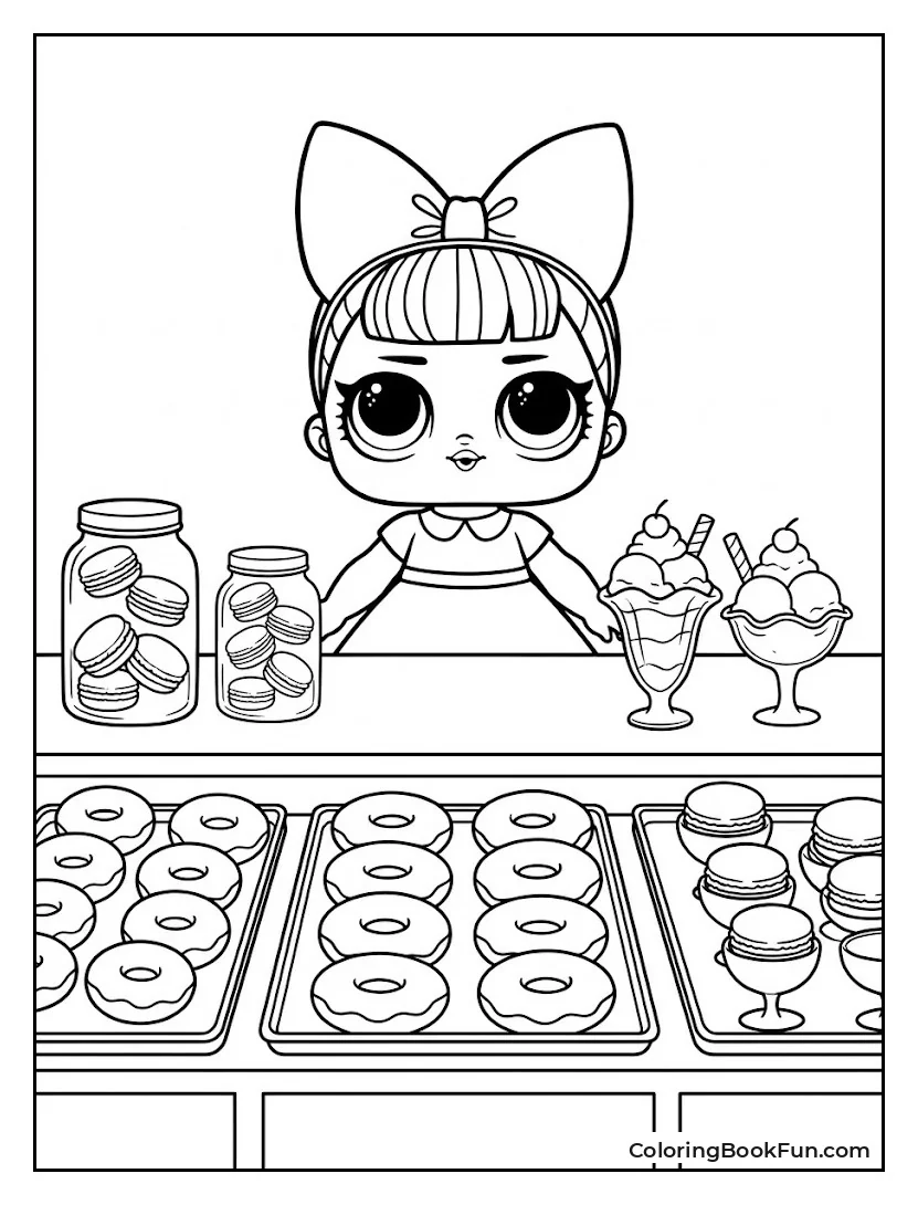 Doll Stands in a Dessert Shop