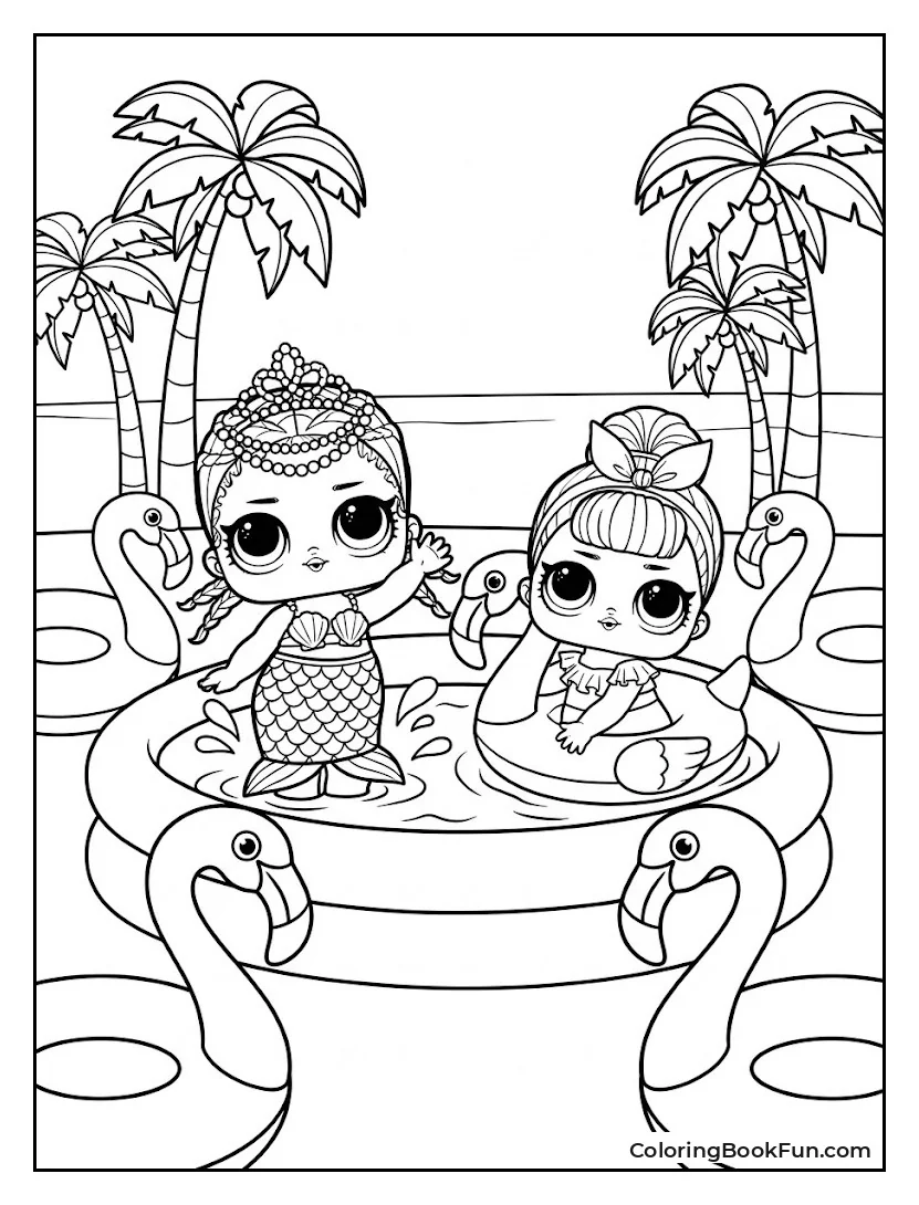 Mermaid Dolls Splash in the Pool