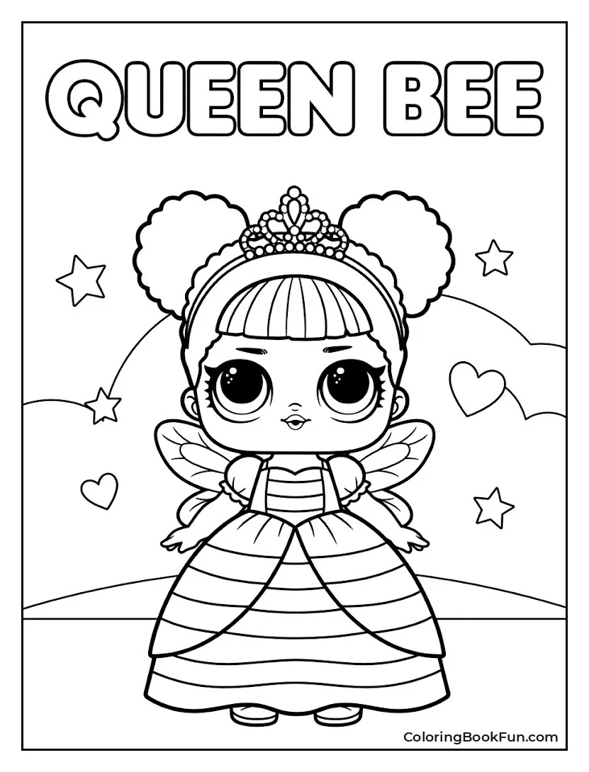 Queen Bee Stands in Bee Gown