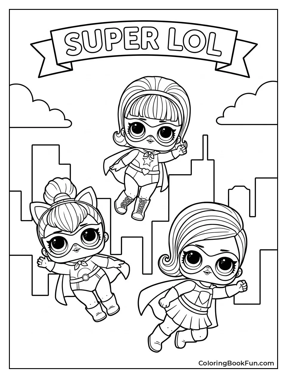 Superheroes Fly Through the City