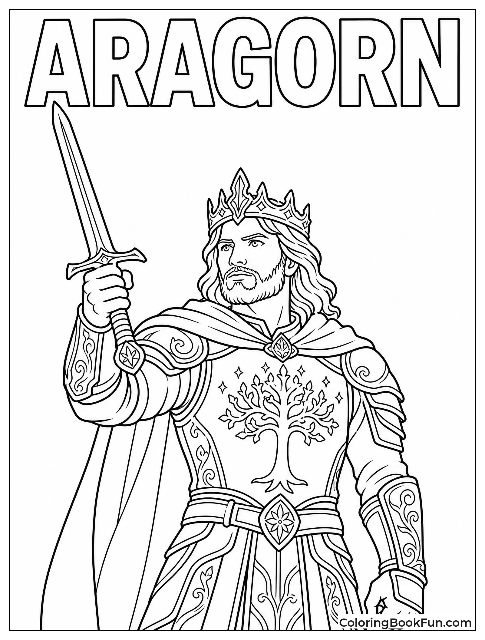 King Aragorn Raising His Sword High
