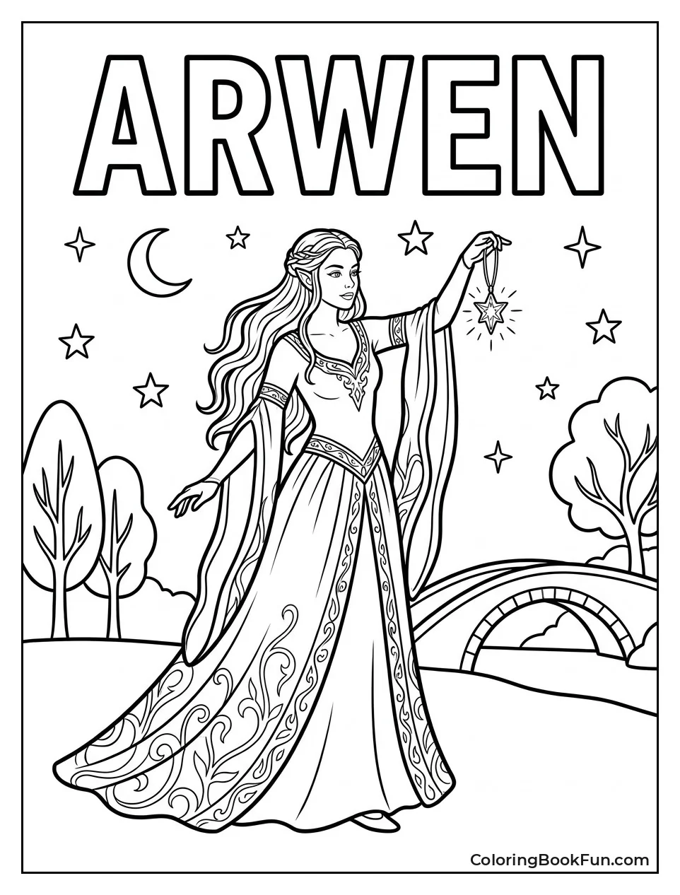 Arwen Holding Evenstar Pendant Under Stars