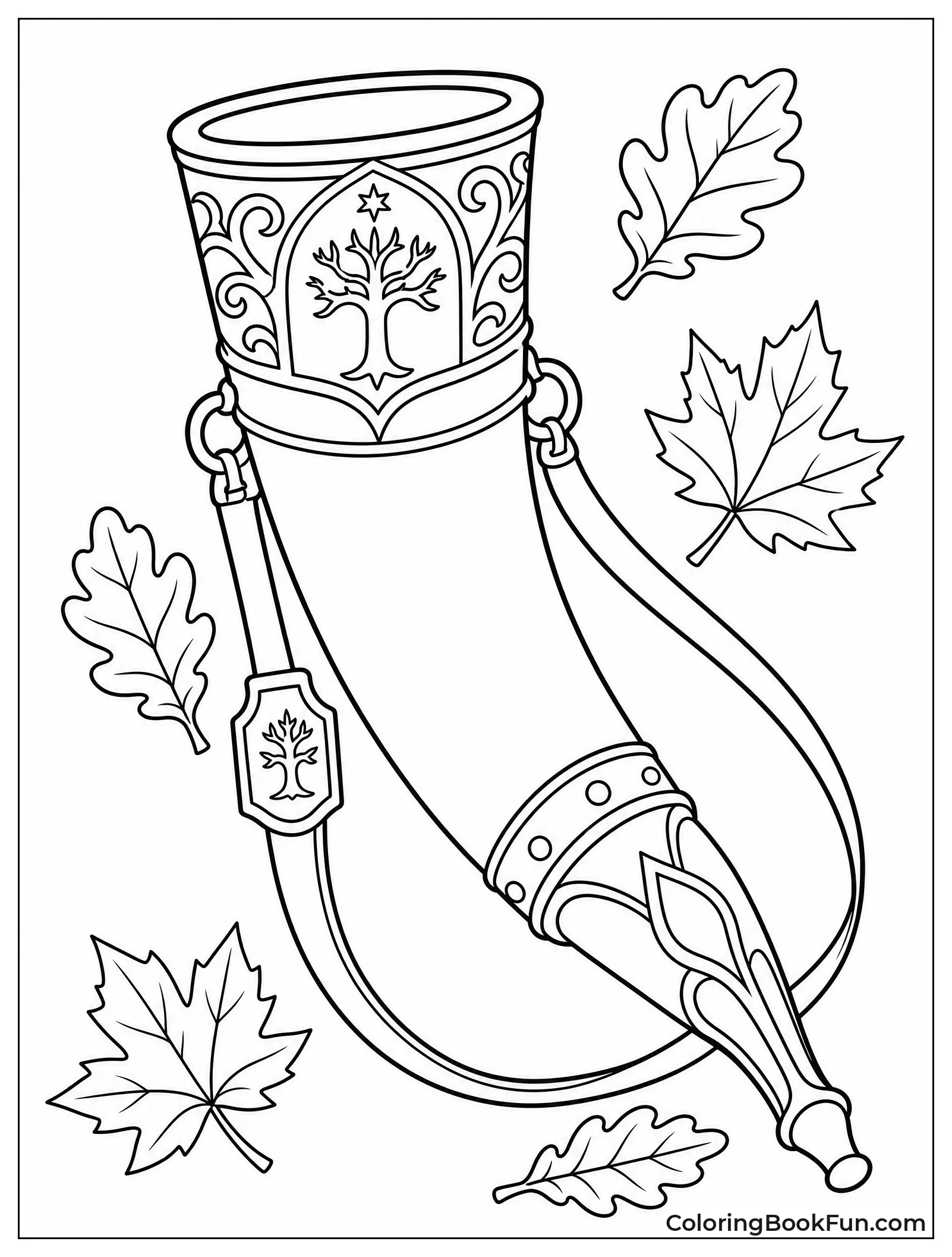 Horn Surrounded by Autumn Leaves