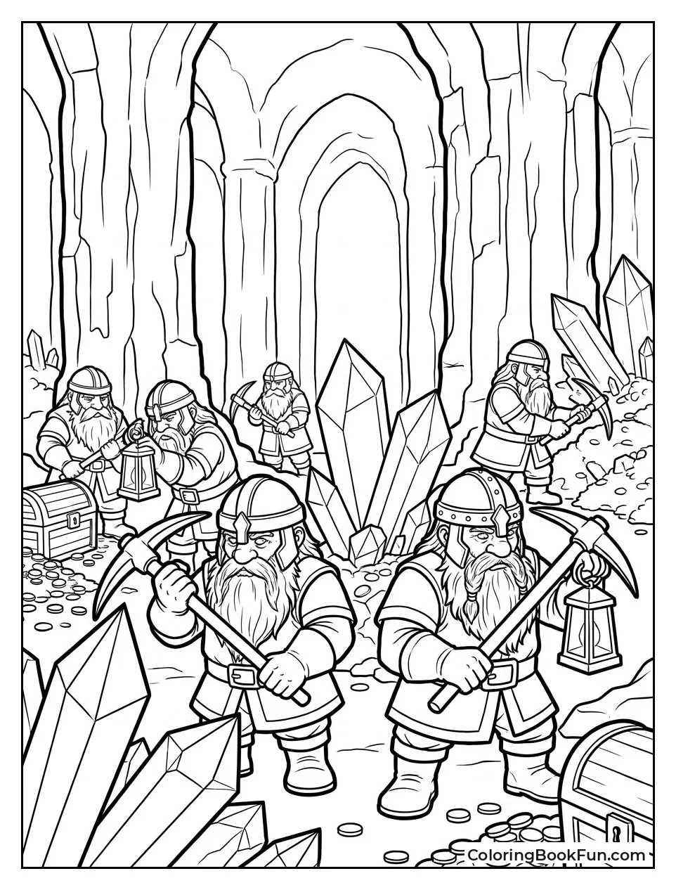 Dwarves Mining Gold and Crystals