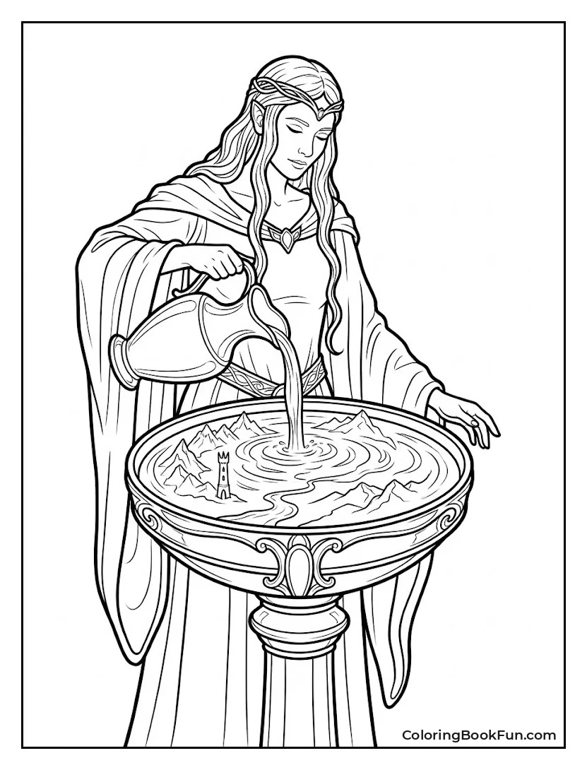 Lady Pouring Water into Basin