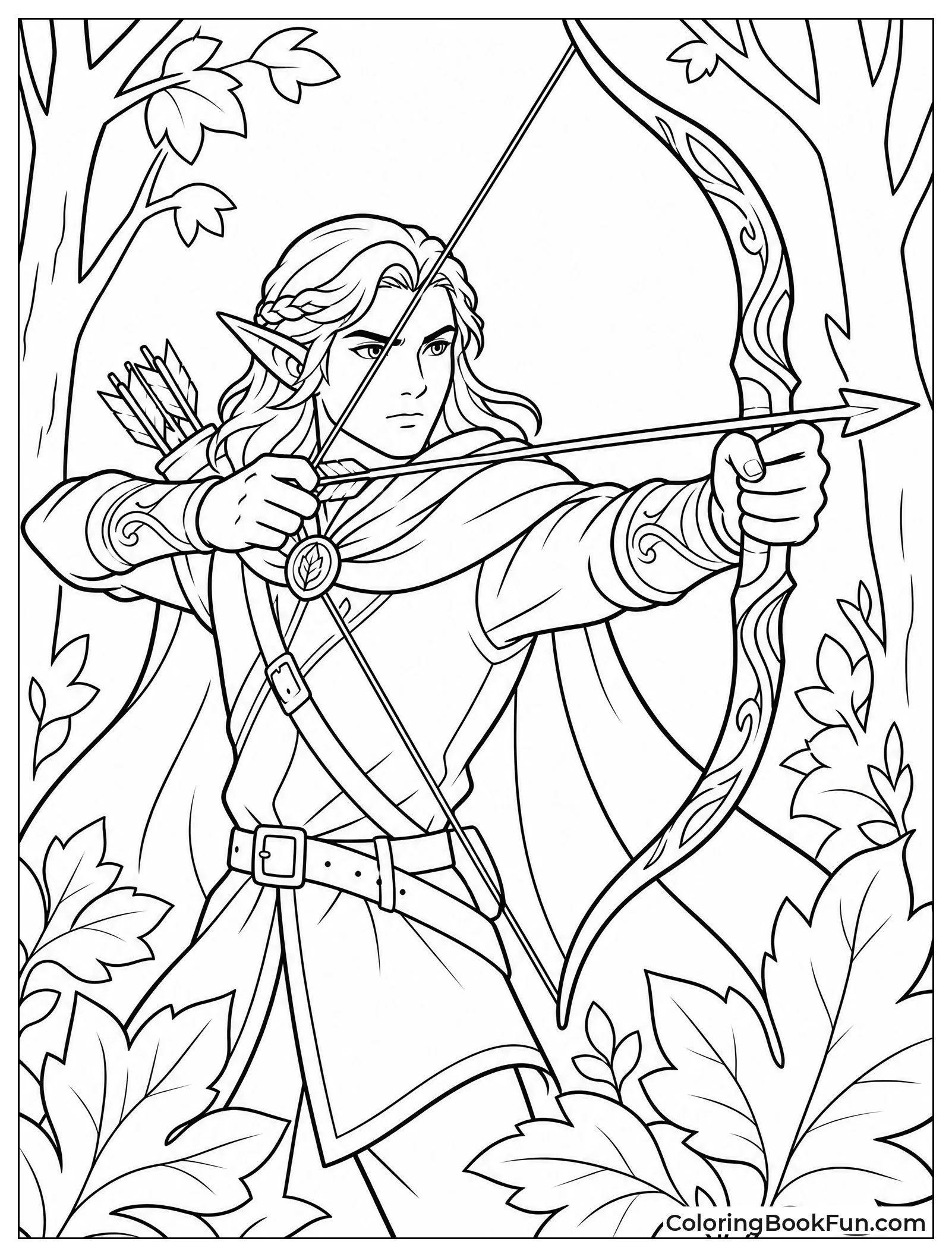 Elf Shooting Bow in Forest