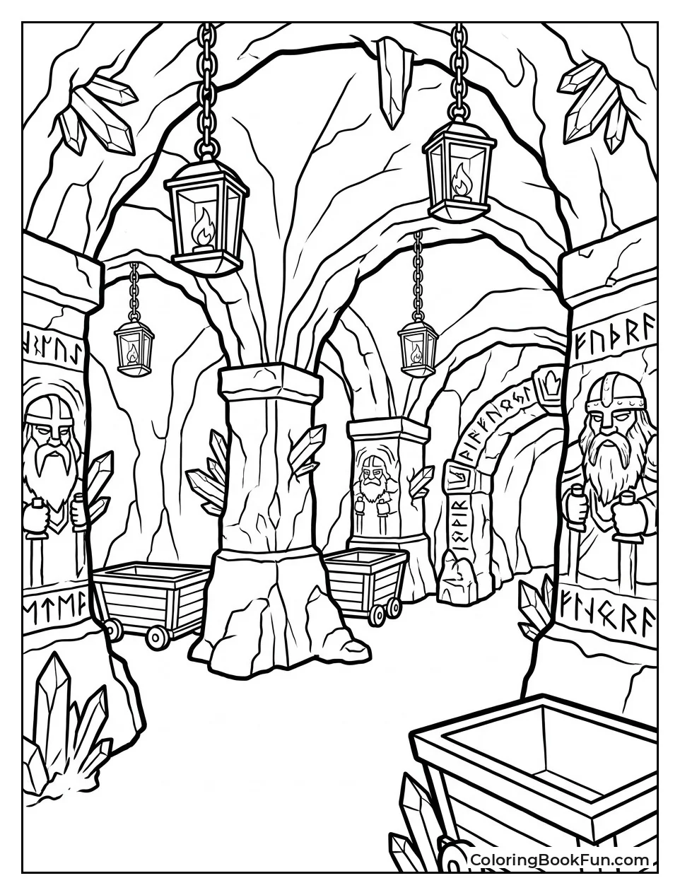 Dark Halls with Crystals and Lights