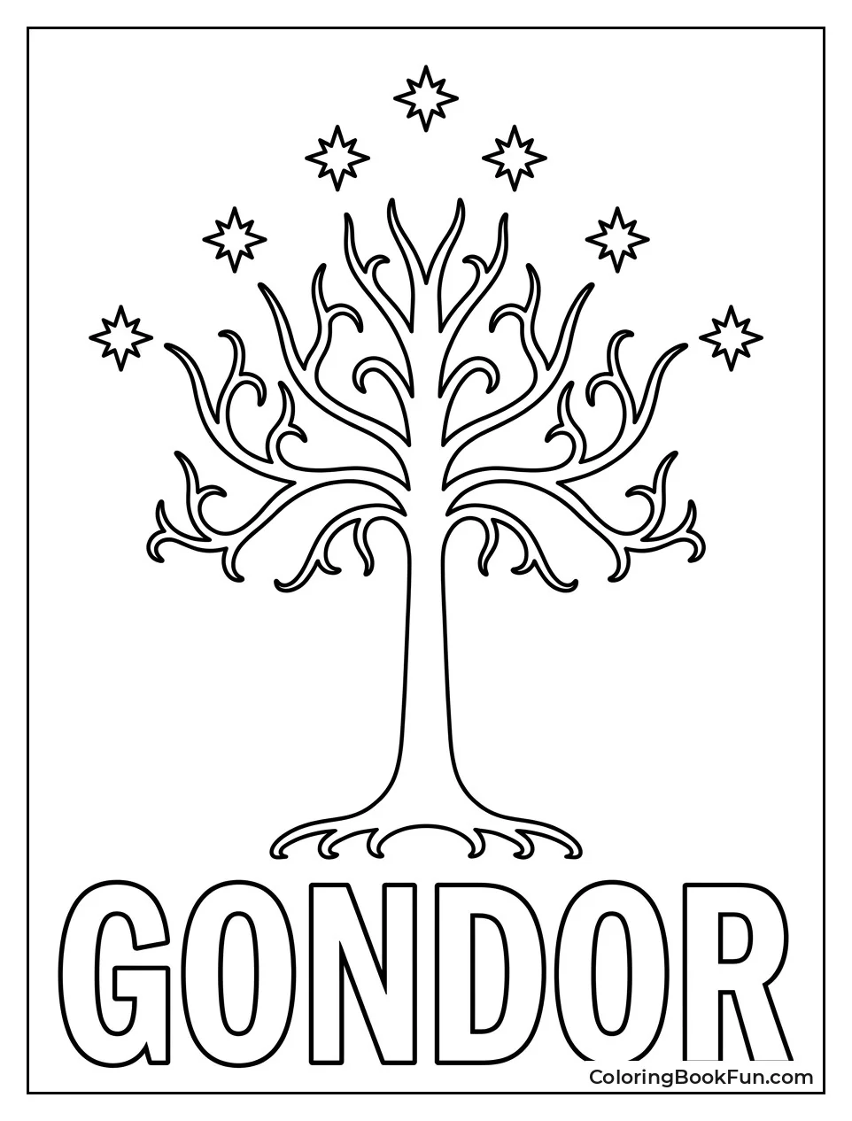 White Tree with Stars Above