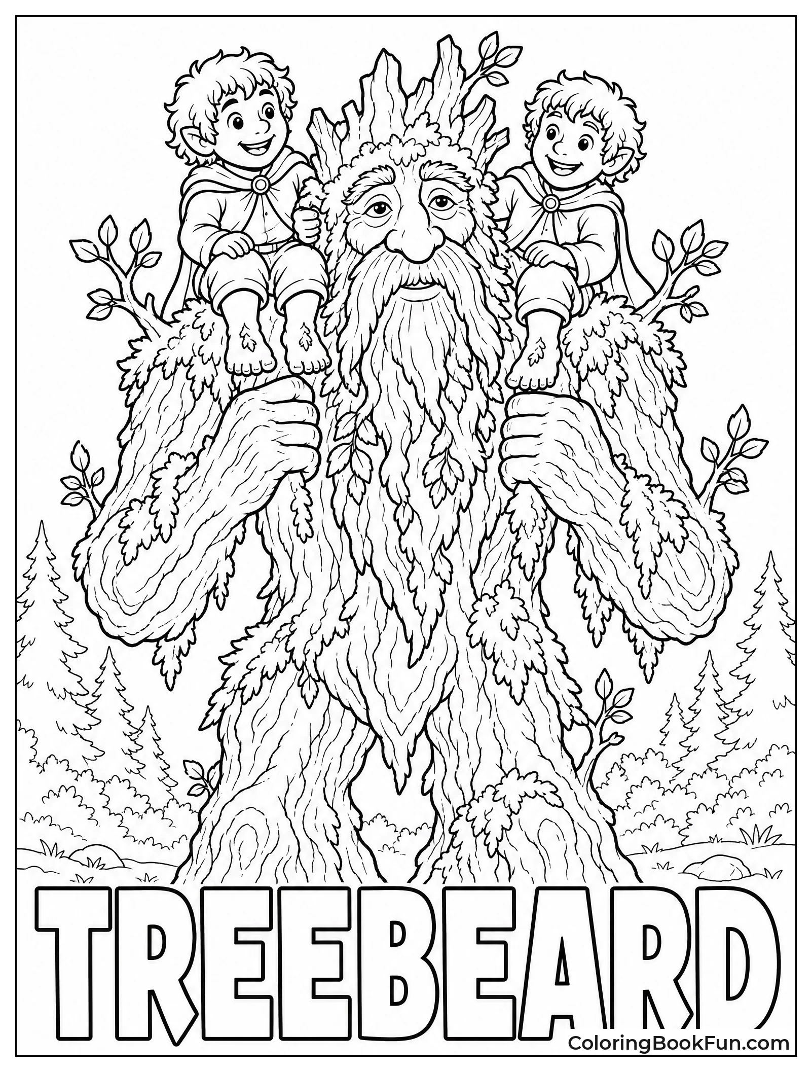 Tree Giant Carrying Two Hobbits