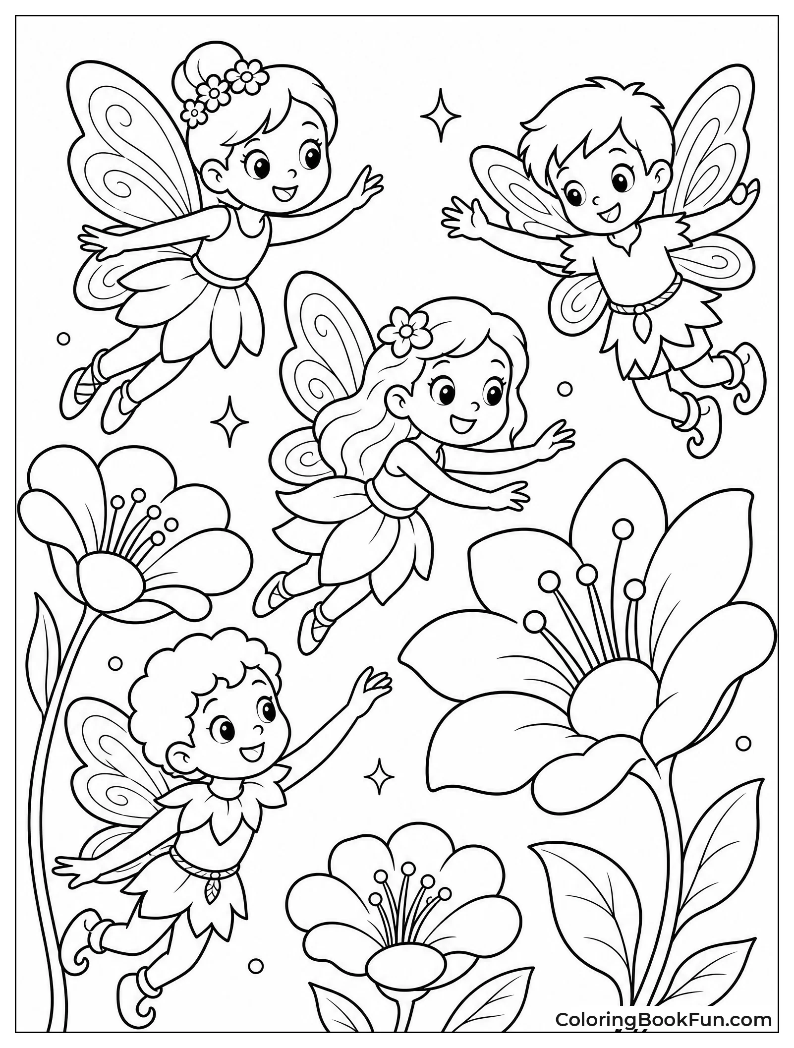 Fairies Playing in Glowing Flowers