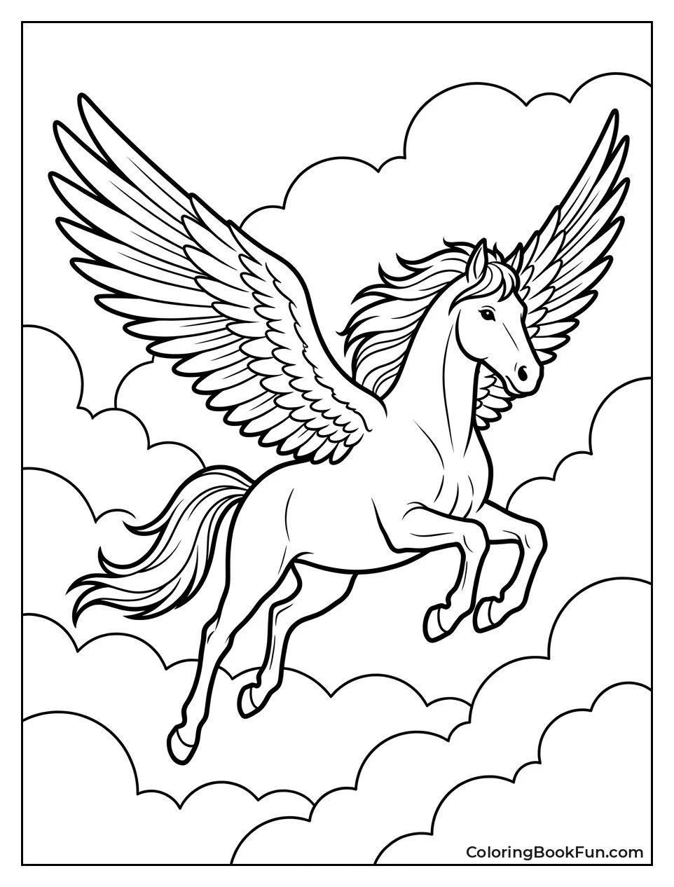 Pegasus Soaring Through Fluffy Clouds