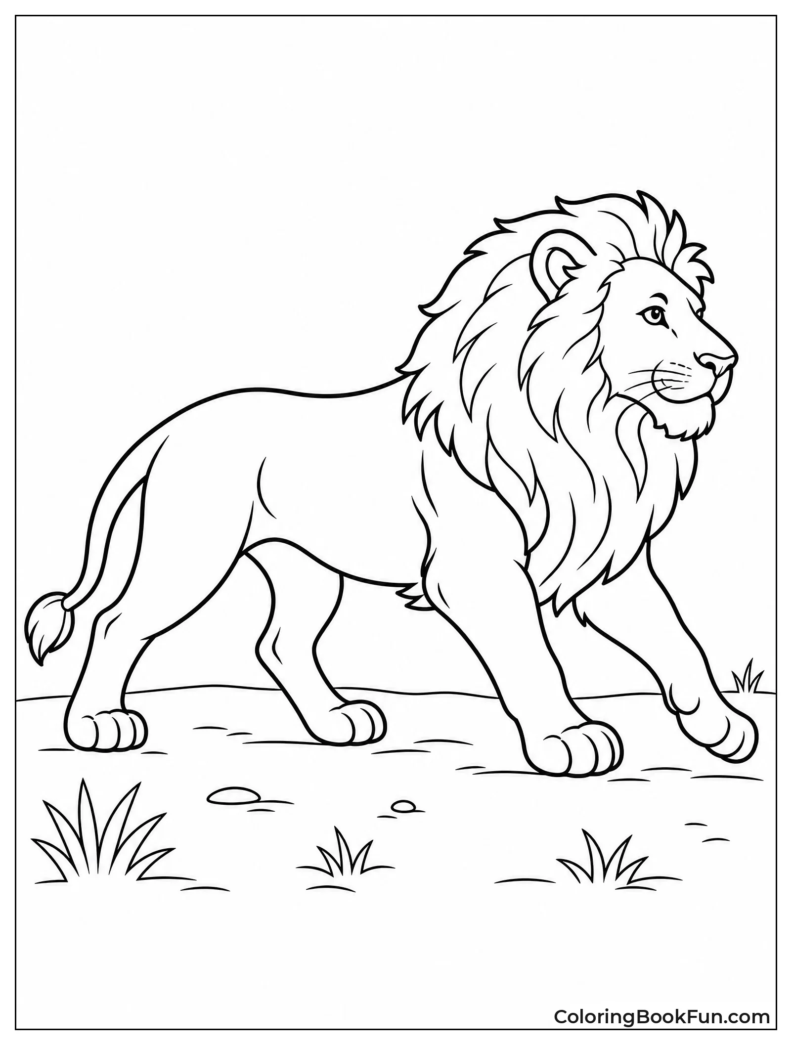Majestic Lion Running in Stride