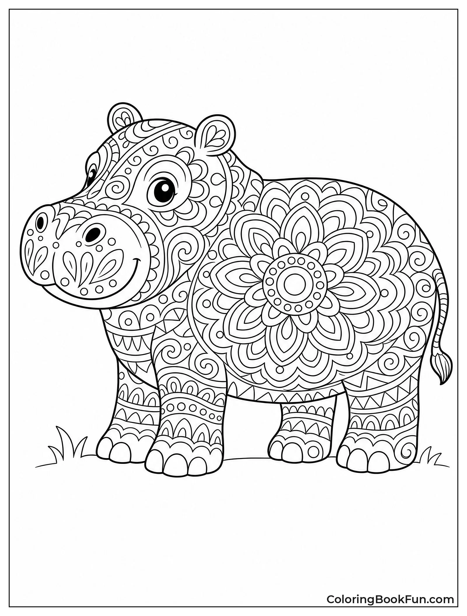 Hippo with Mandala Patterns