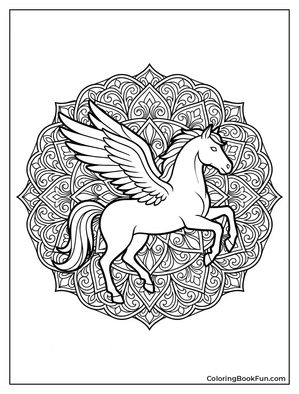 Ornate Mandala with Pegasus in Center