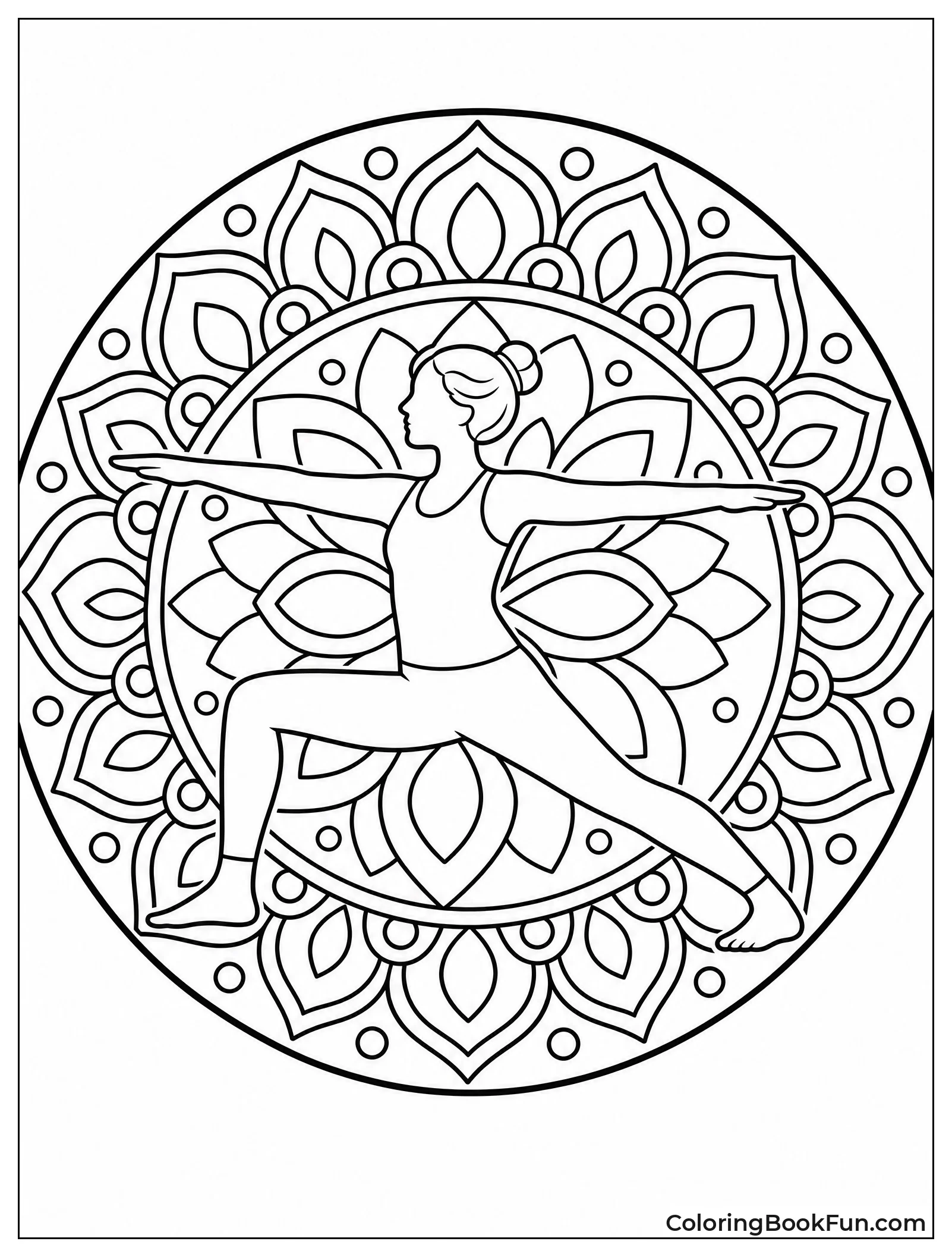 Warrior Pose in Mandala Pattern