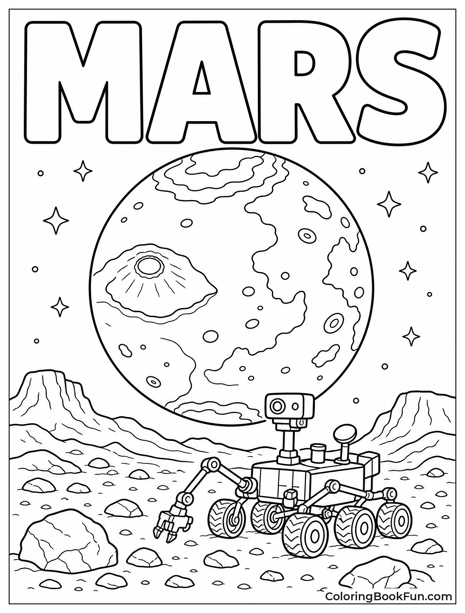 Mars With Rover On Surface