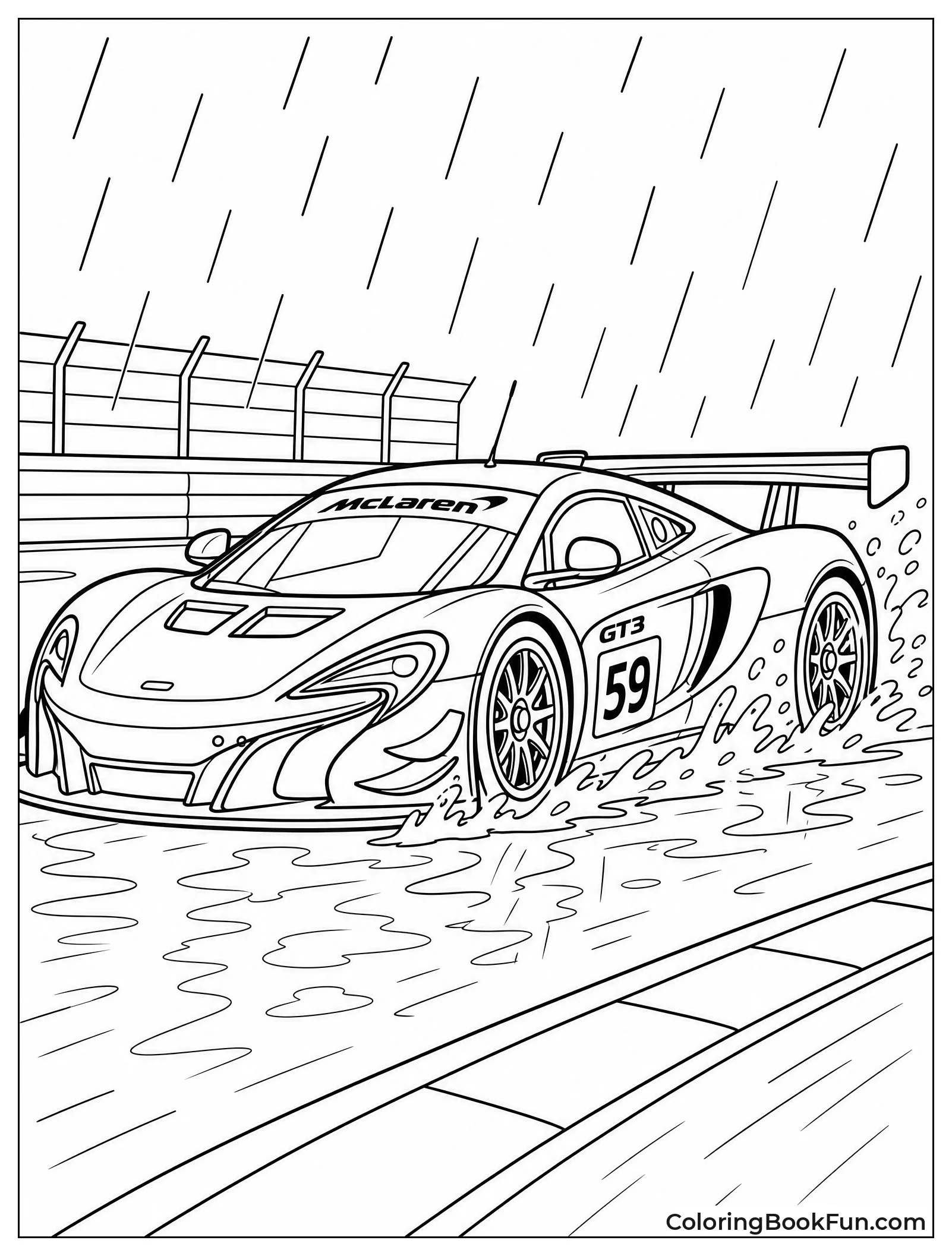 McLaren Splashing Water in Rain