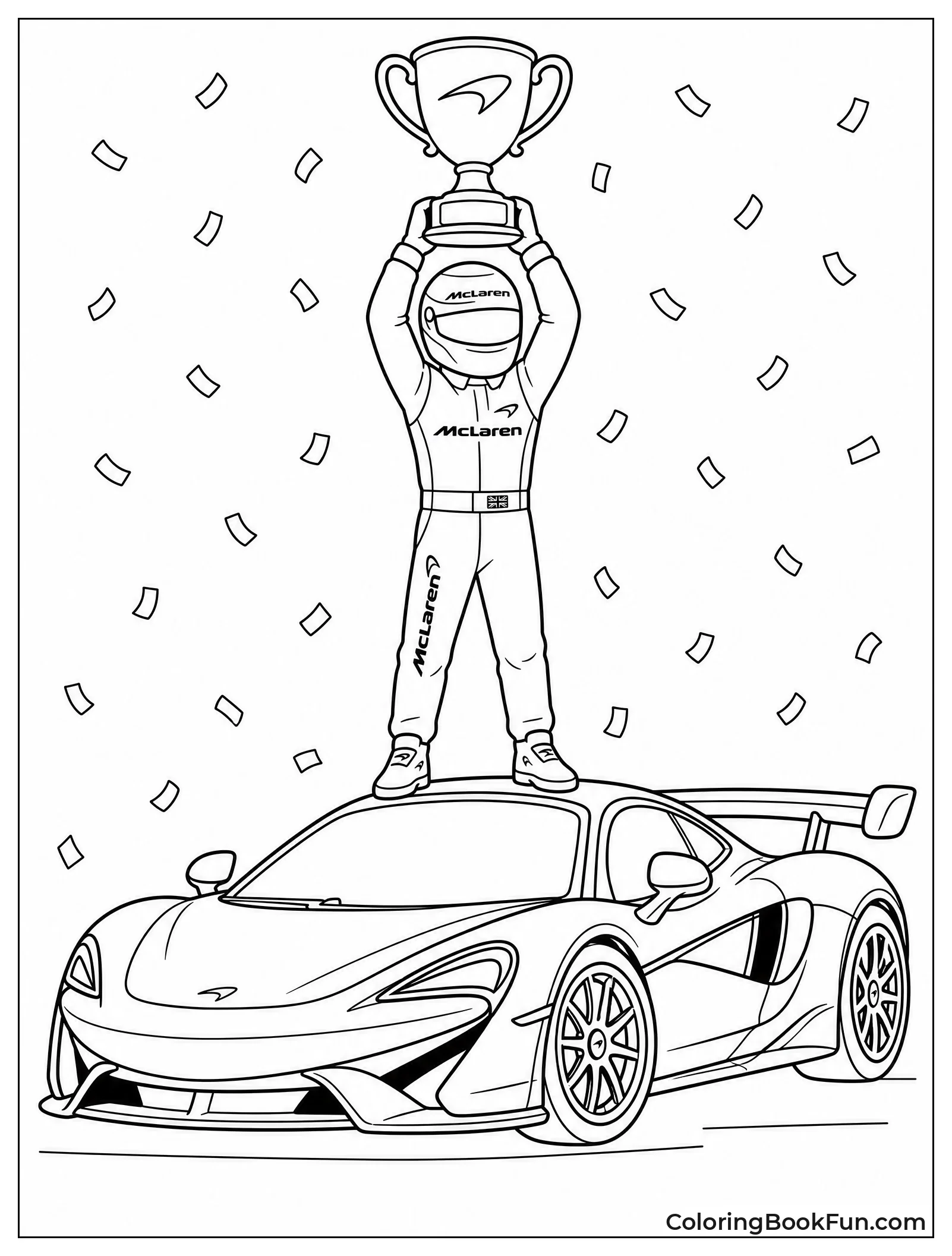 Driver Holding Big Gold Trophy