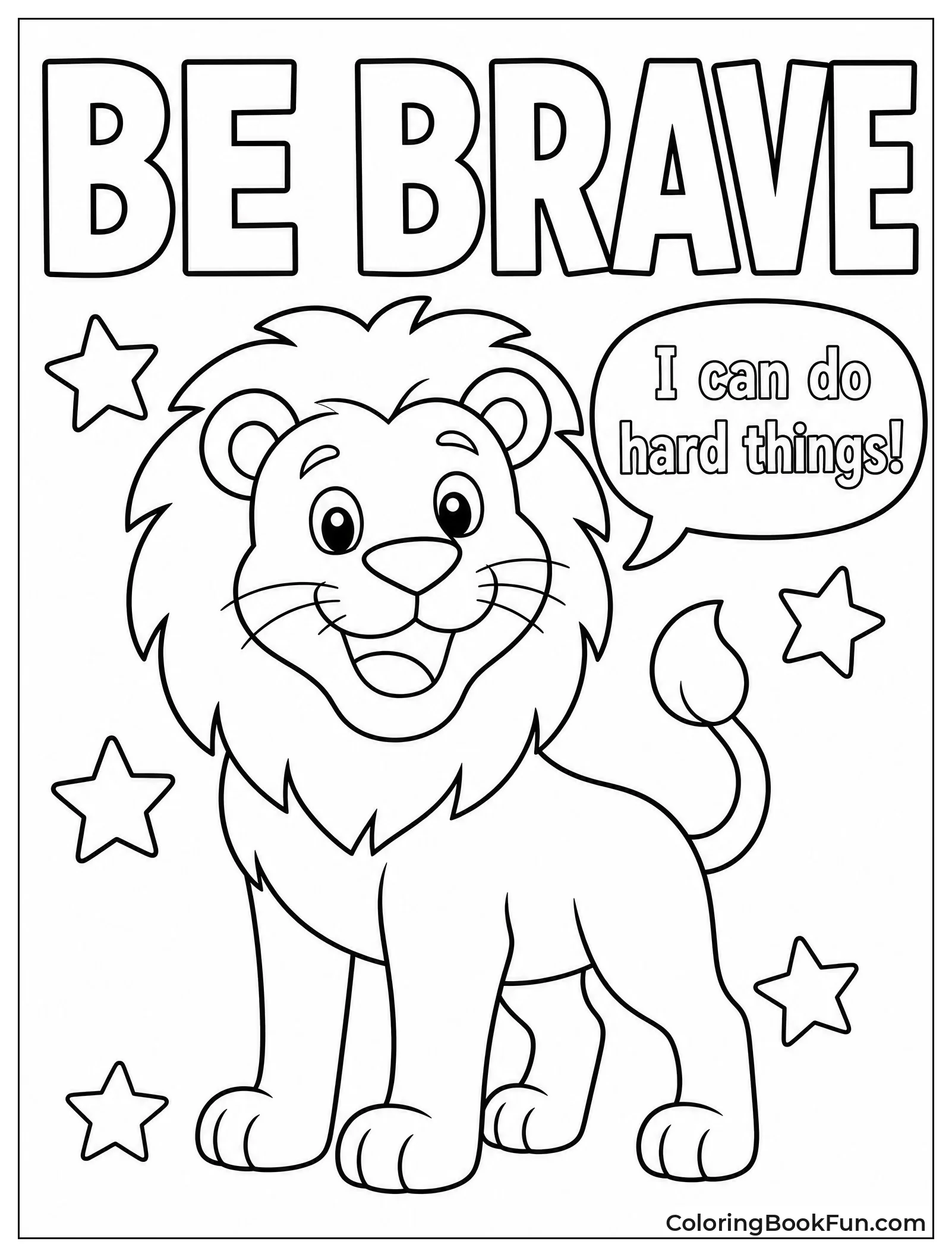 Brave Lion with Encouraging Stars