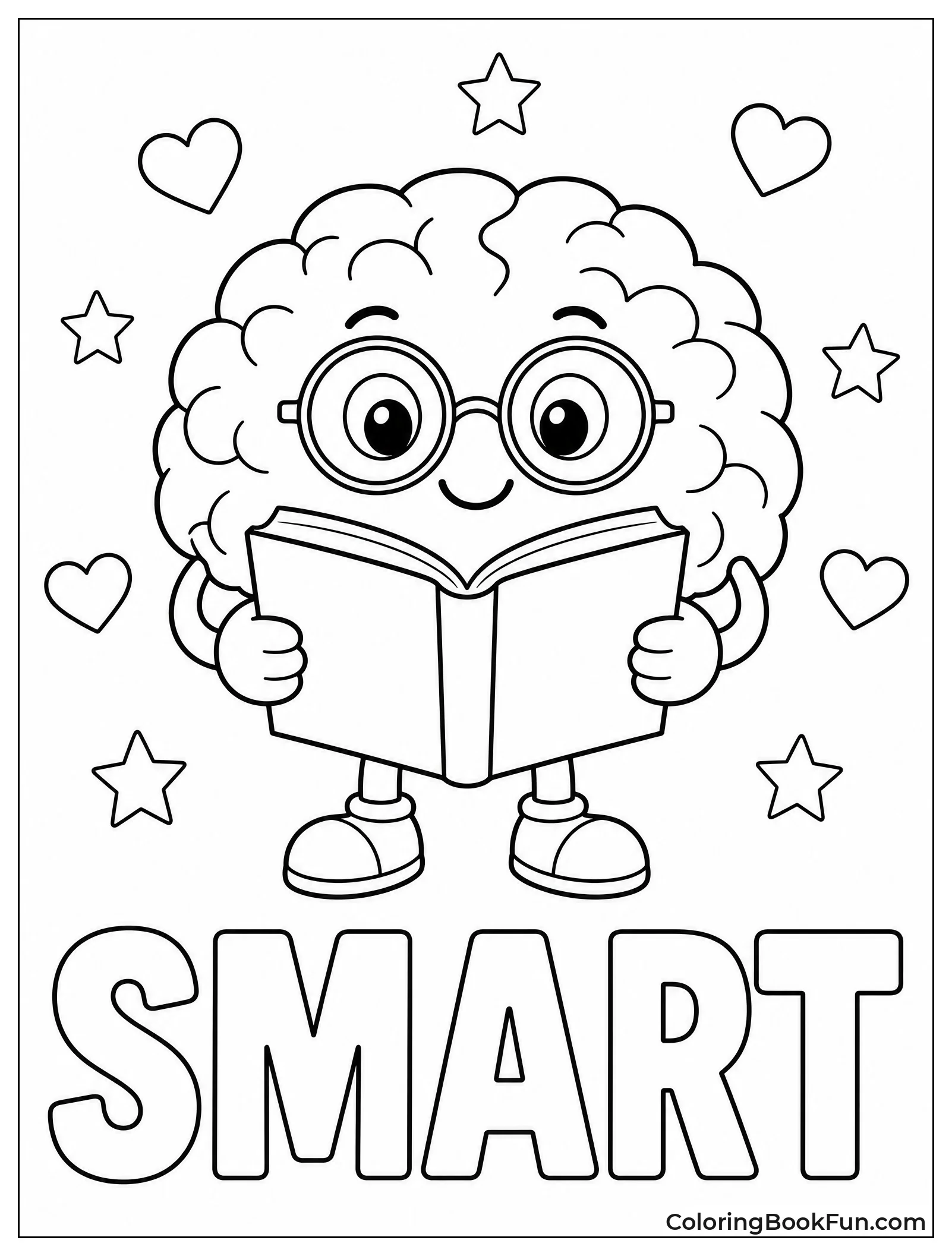 Smart Brain Character with Glasses