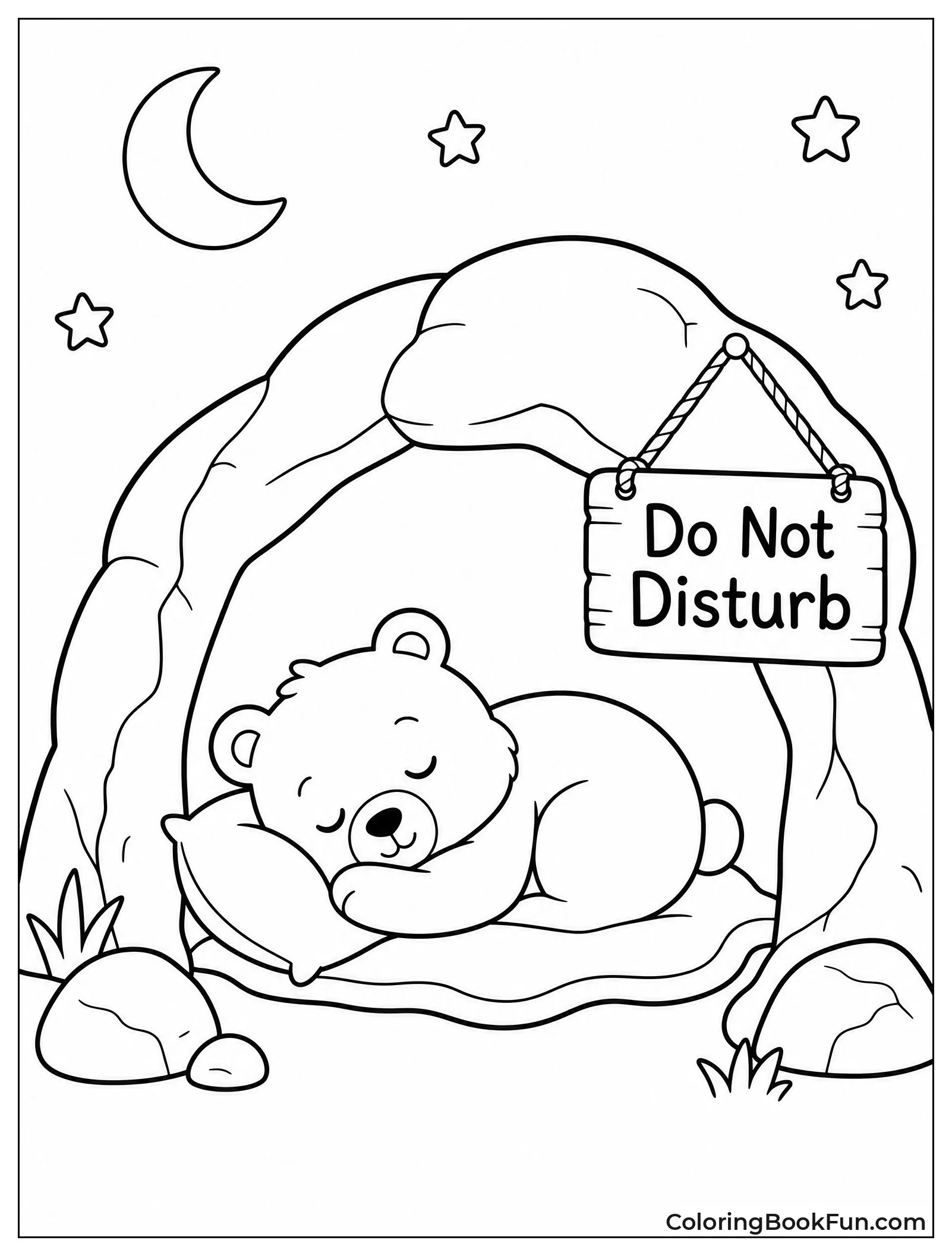 Bear Sleeping in Winter Cave