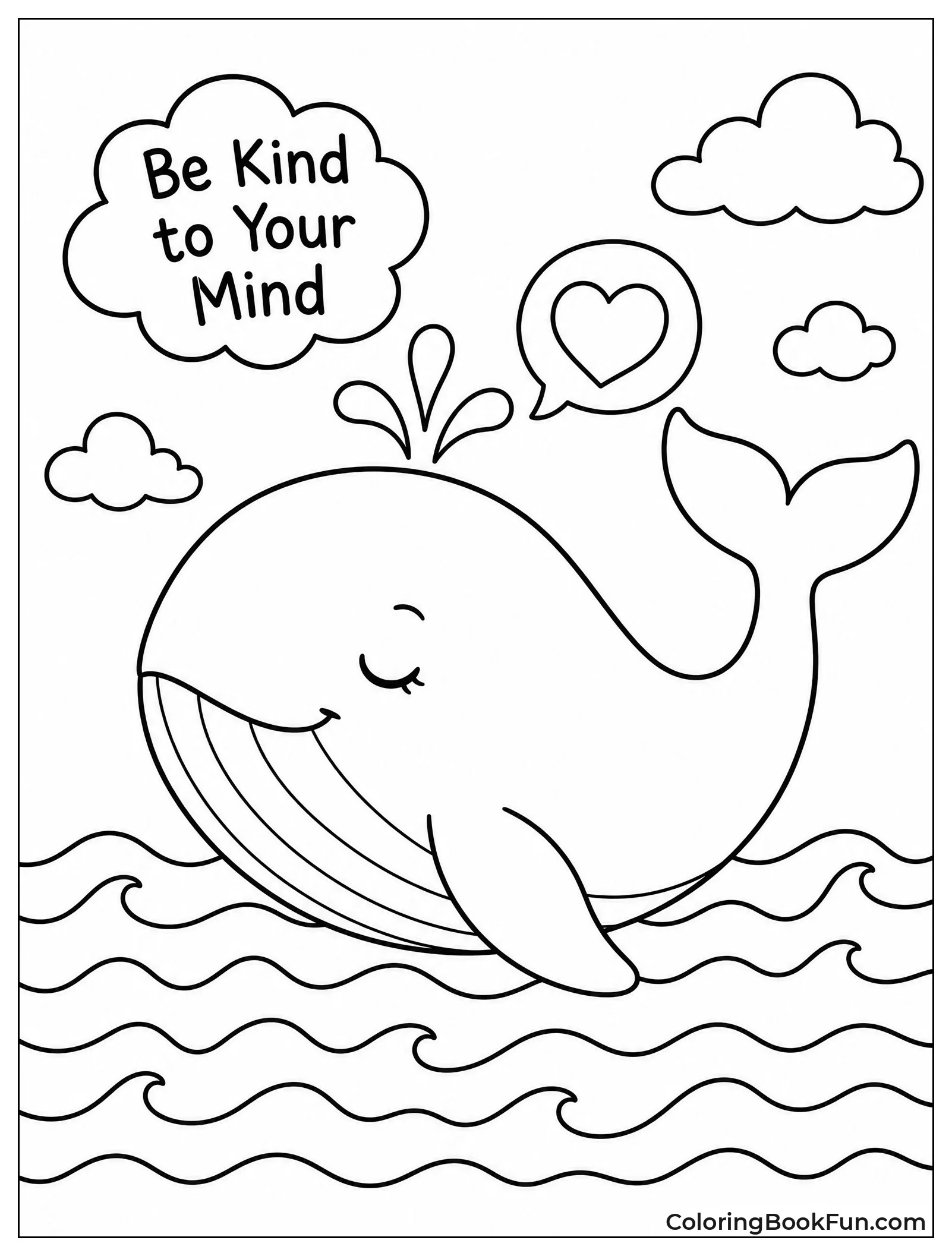Peaceful Whale in Wavy Water