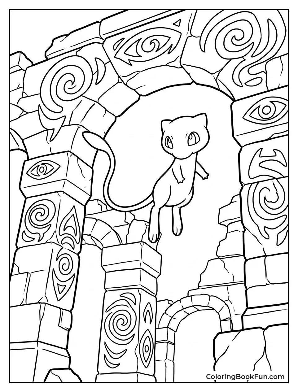 Mew Exploring Glowing Ancient Ruins