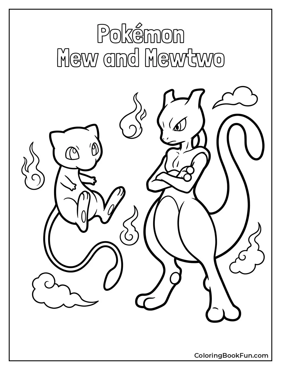Mew Facing Mewtwo in Sky