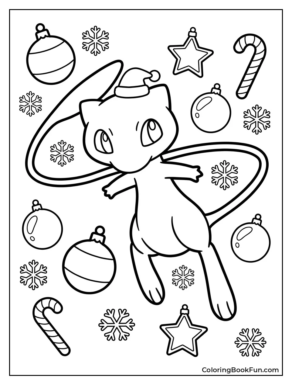 Mew with Santa Hat and Snow
