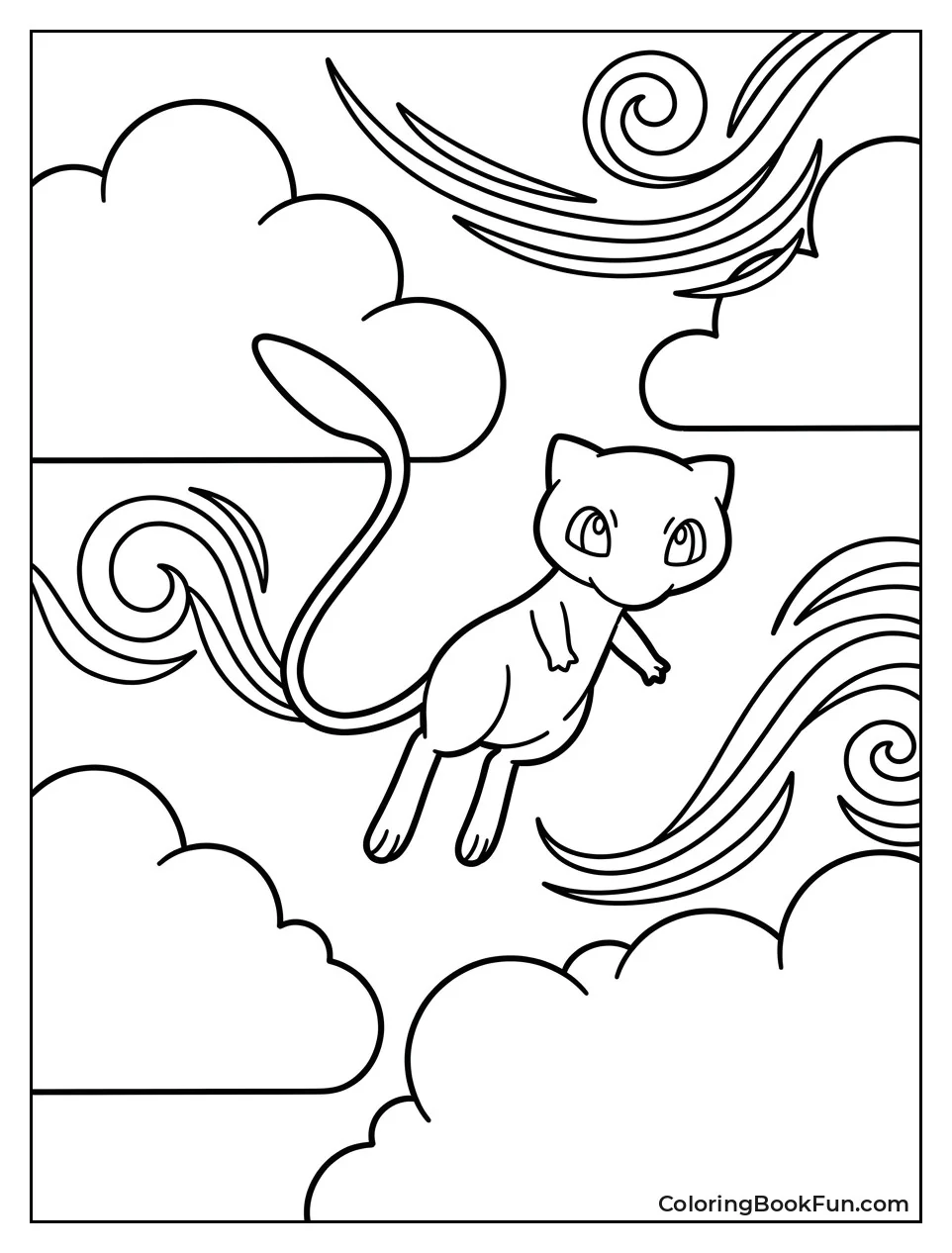 Mew Resting among Fluffy Clouds