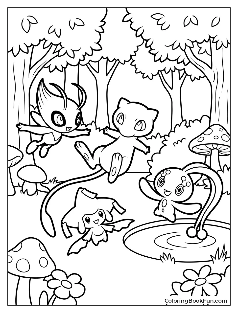 Mew Playing with Mythical Friends